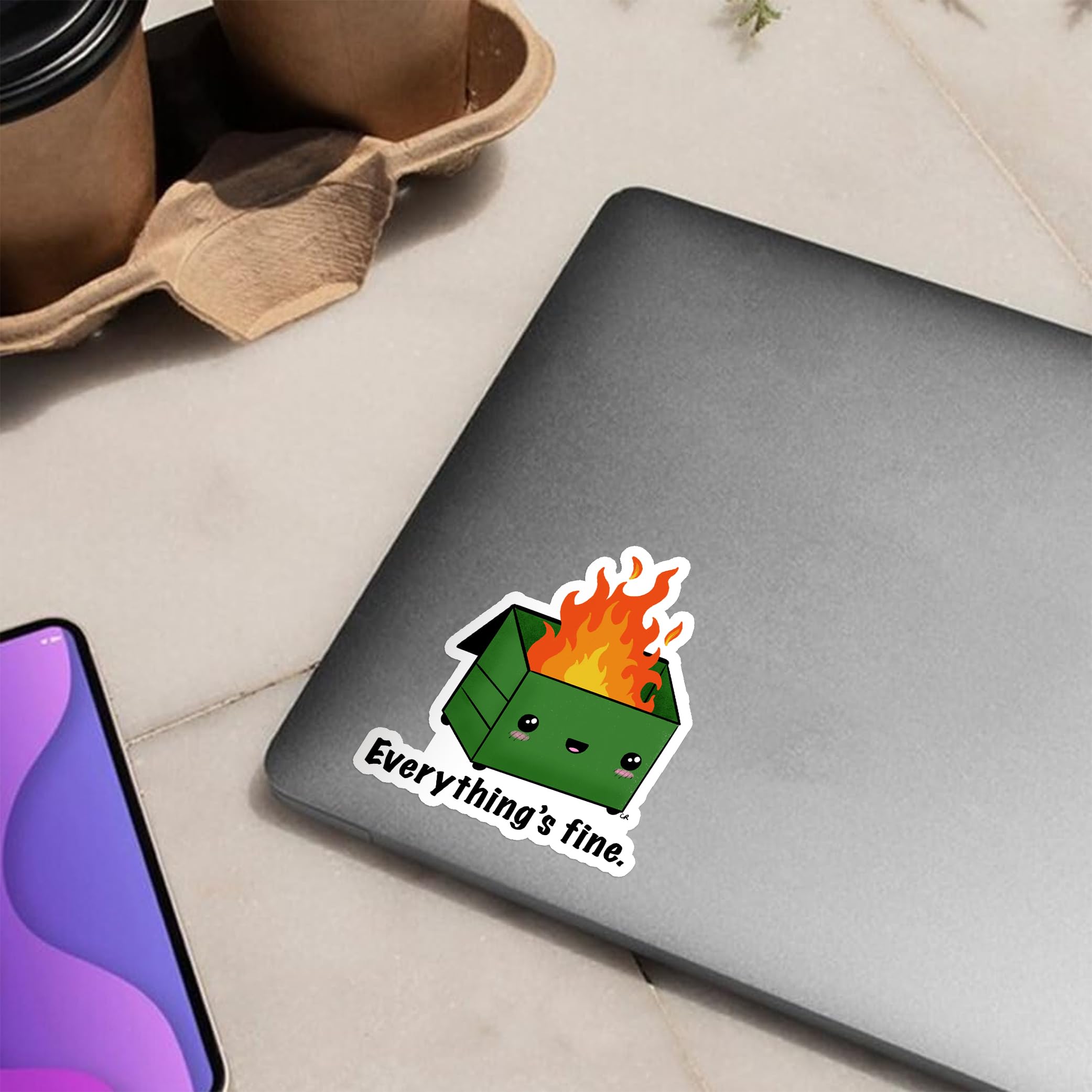 3 Pcs - Funny Dumpster Fire Meme Sticker 3X4 Inch, I'M Fine It'S Fine Everything Is Fine Gifts For Coworkers, Friends, Laptop Bo