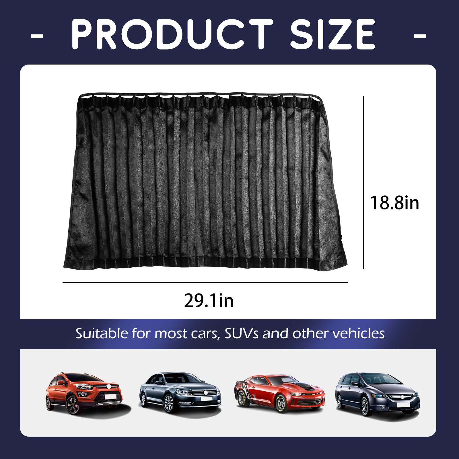 Zatooto Car Side Window Shades - Black 2 Pcs Privacy Magnetic Blinds Curtains - Sun Shades Blackout Window Covers For Family Baby Sleeping Camping Accessories