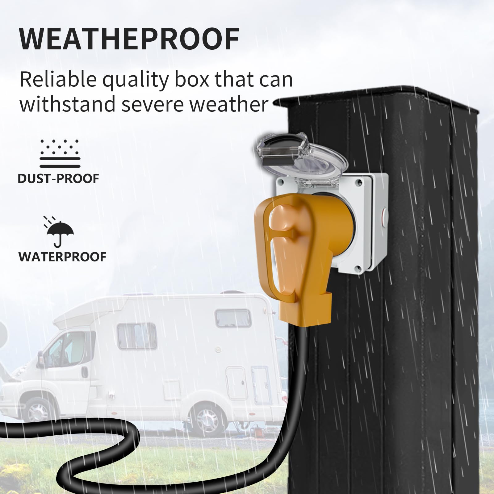 STARELO NEMA 14-50R Outlet Box, 50Amp RV Power, Outdoor Weatherproof, Grey, Model 0471450