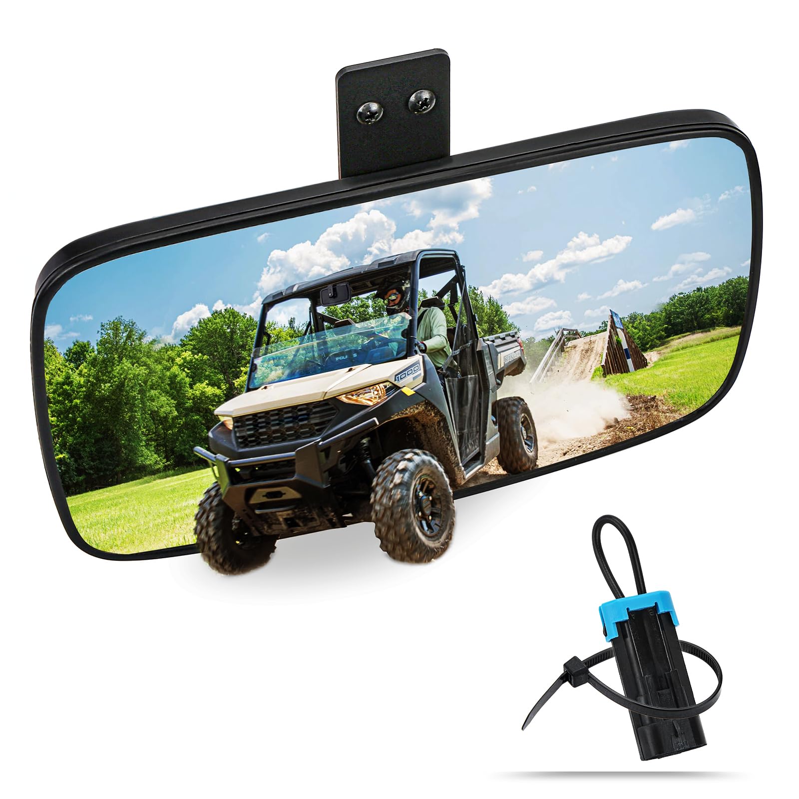 UNIGT Ranger Rear View Mirror, Convex Glass for 2017-2025 Polaris Ranger 500/570/900 XP/1000 XP/Crew, Fits Factory Drop Down Mount 287