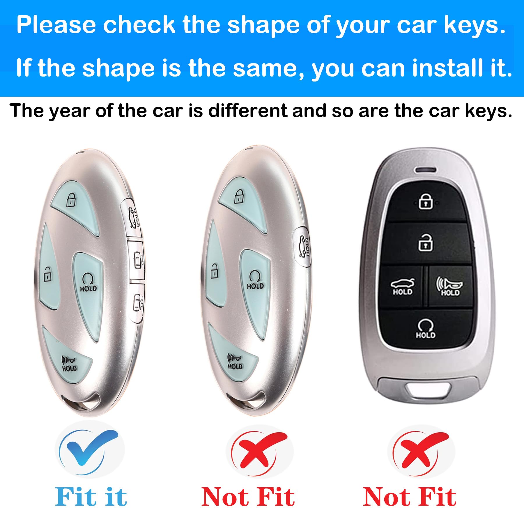 Kirsnda Hyundai Key Fob Cover With Keychain, Tpu Protection Case For Ioniq 6, Grandeur Gn7, Kona (2023, 2024), 7 Button (Red)