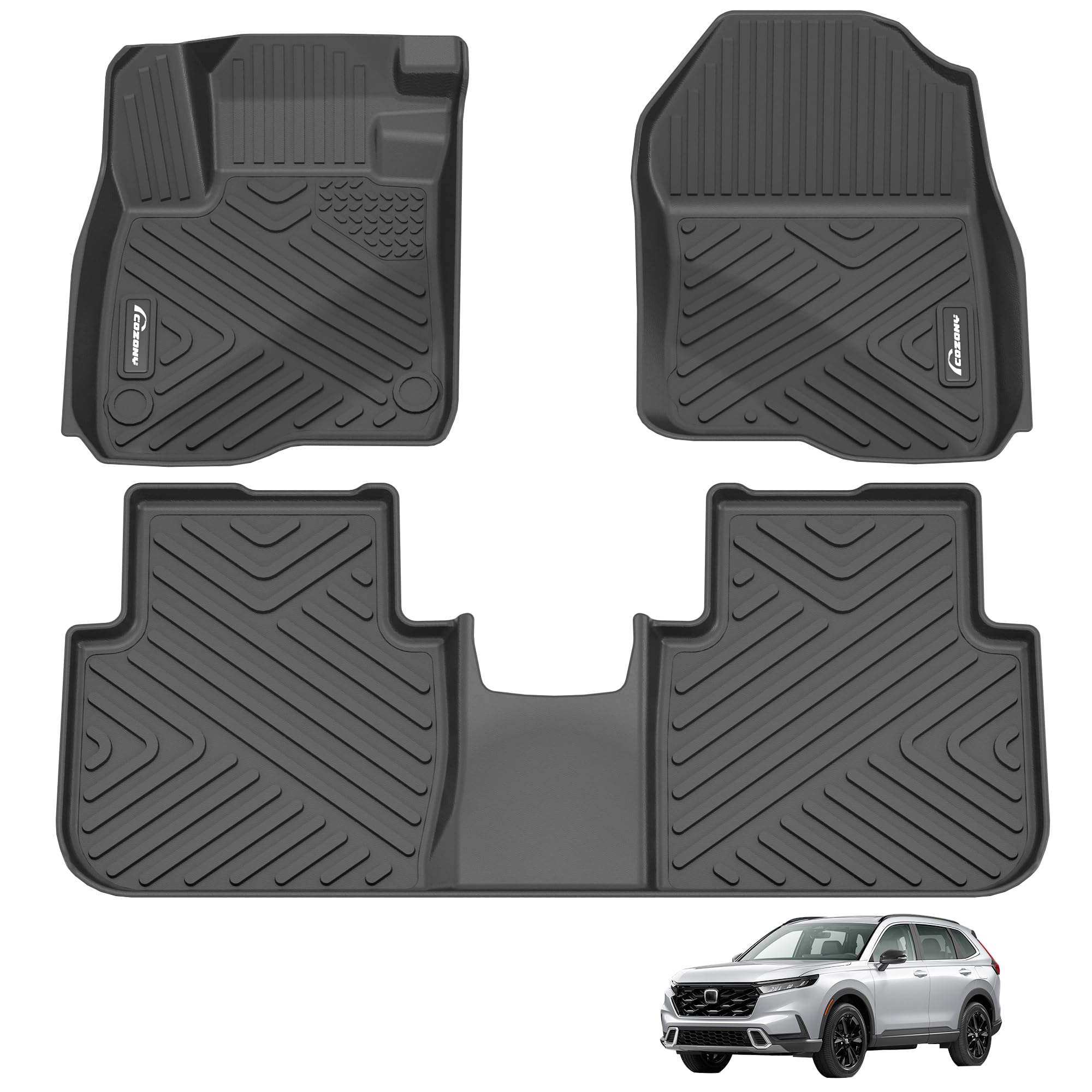 COZONY Custom Fit Floor Mats Compatible with Honda CR-V 2023-2025 (Include Hybrid), Black TPE All-Weather CRV Car Floor Liners, 