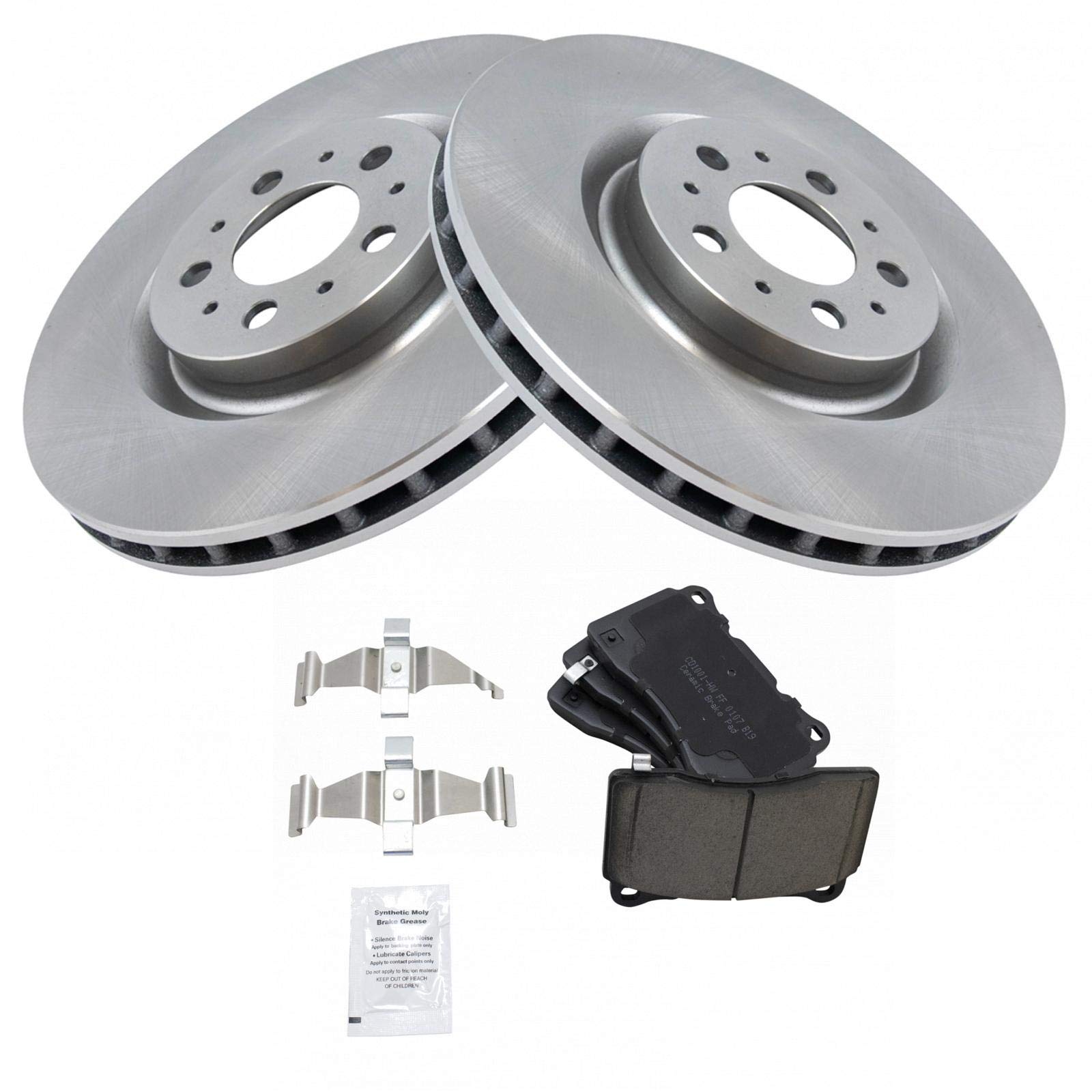 Trq Front Brake Pad & Rotor Kit Brake Pads Brake Rotor Ceramic Compatible With 2004-2007 Volvo S60 V70 Cd1001 980046R 75150 3420