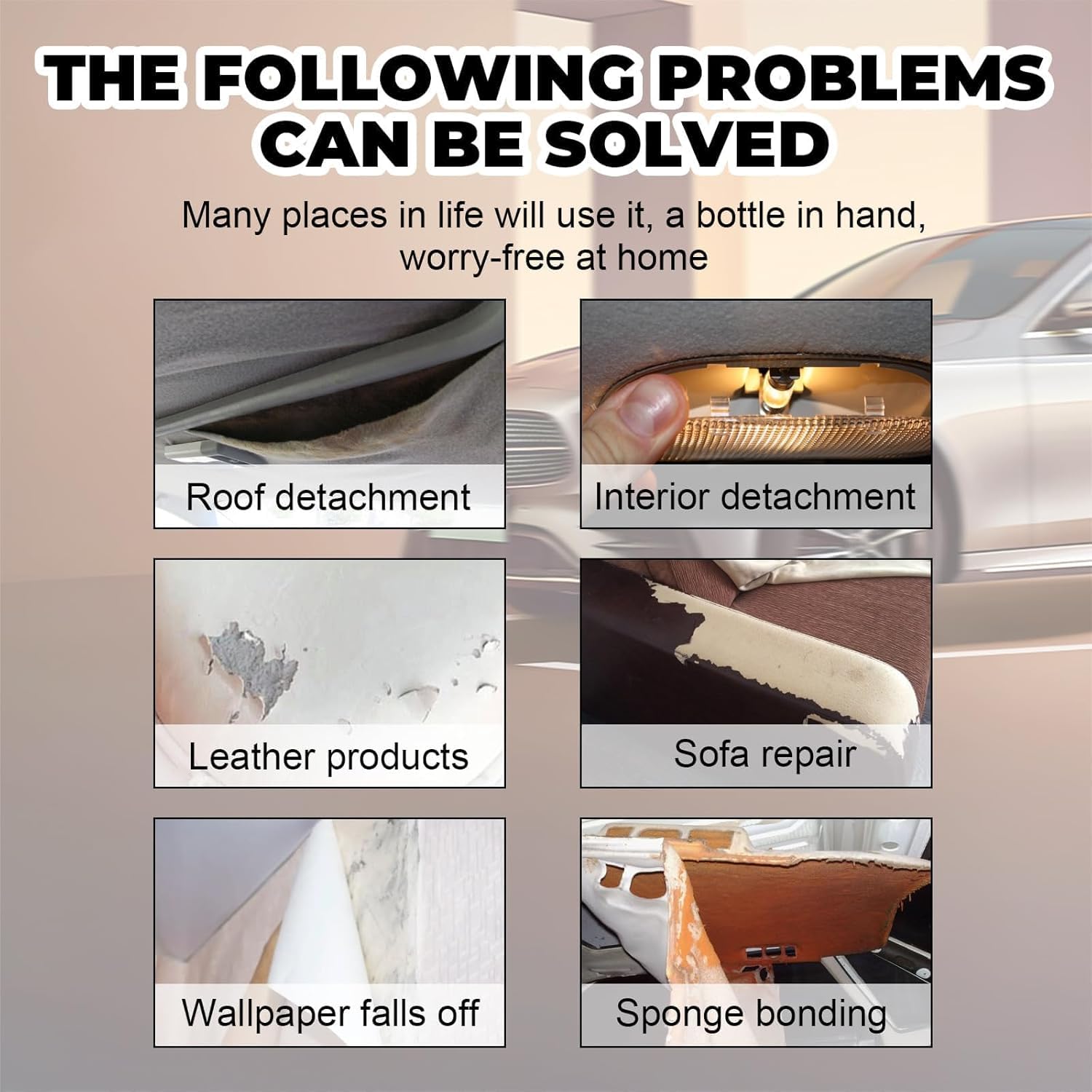 100ml Headliner Repair Glue,Car Headliner Adhesive,Leather Repair, with Brush, Suitable for Various Repairs, Car Roof Fabric Adh