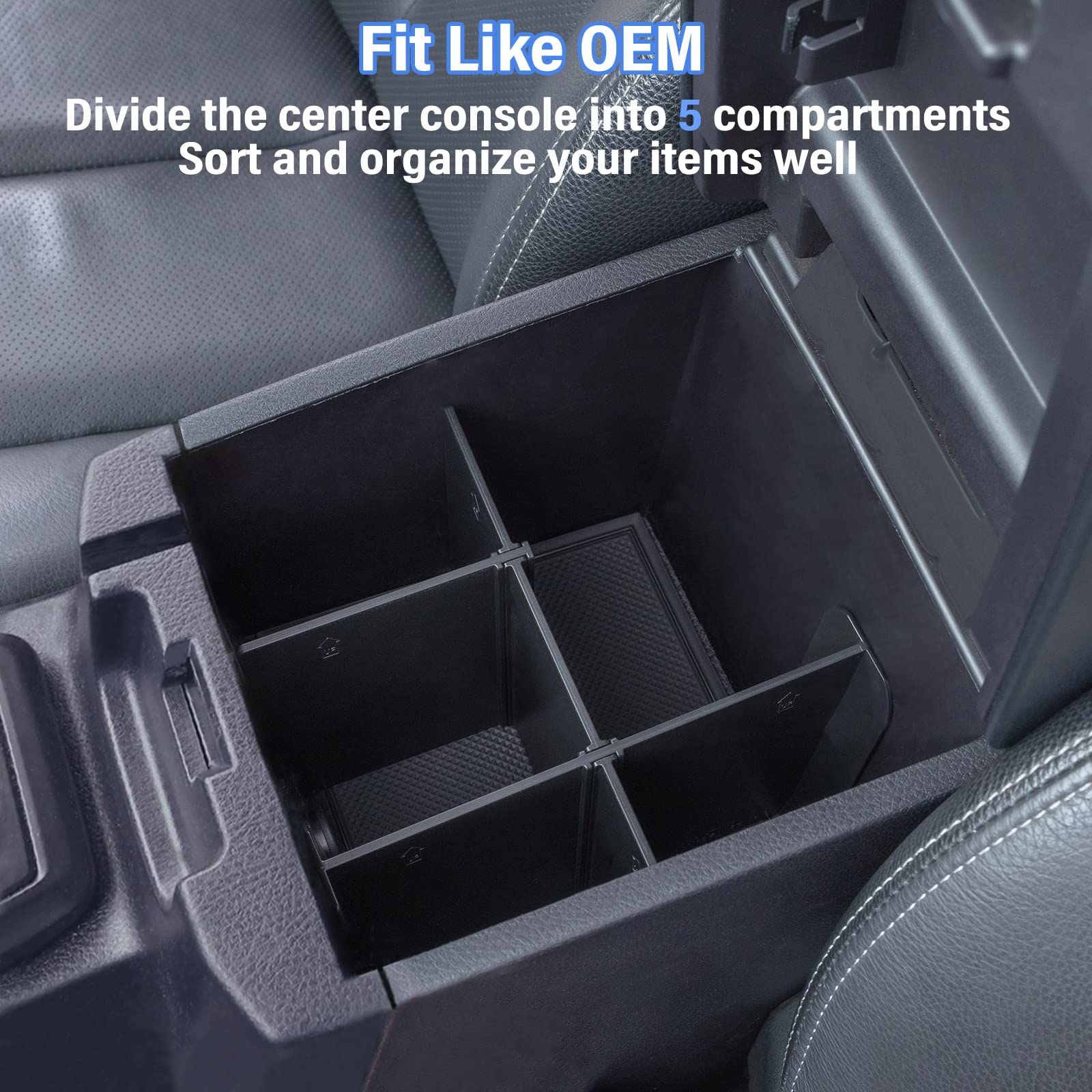 JKCOVER Center Console Dividers Organizer Compatible with Toyota Tacoma 2016-2021 2022 2023 Accessories,Insert Box ABS Secondary