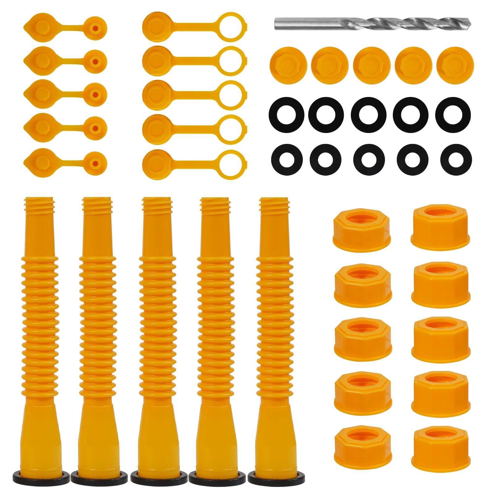 Gas Can Nozzle Replacement Kit,Gas Can Spout Replacement Fits 5 Gallon Gasoline Cans,With Flexible Nozzles,Screw Collar Caps(41 