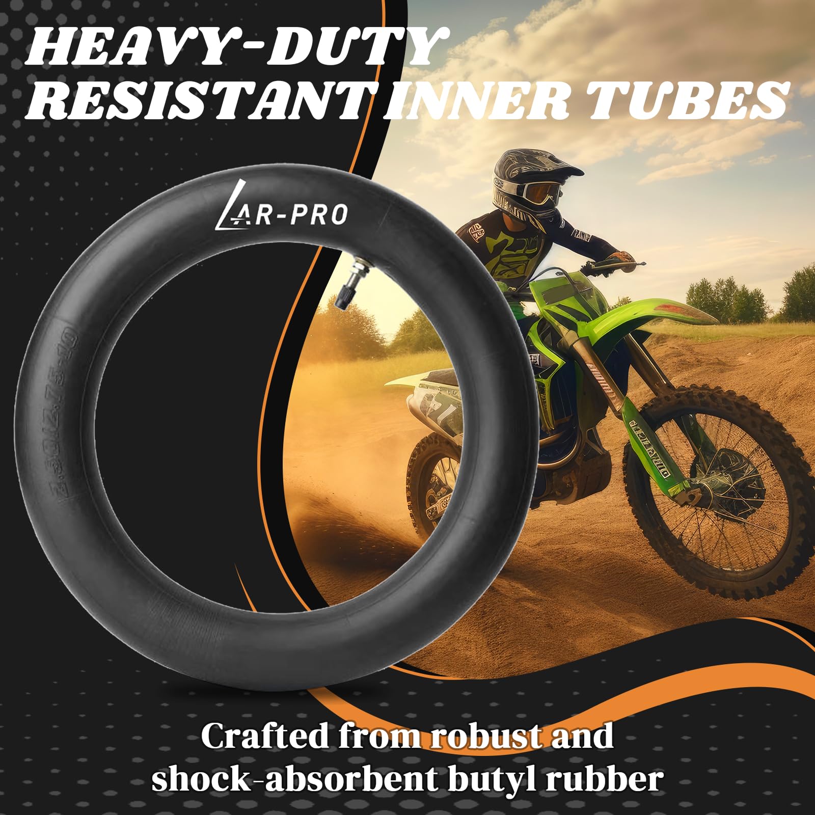 Ar-Pro 2.50/2.75-10 Dirt Bike Replacement Inner Tubes Heavy Duty | Compatible With Honda Crf50 /Xr50, Razor Mx650 / Mx500, Suzuk