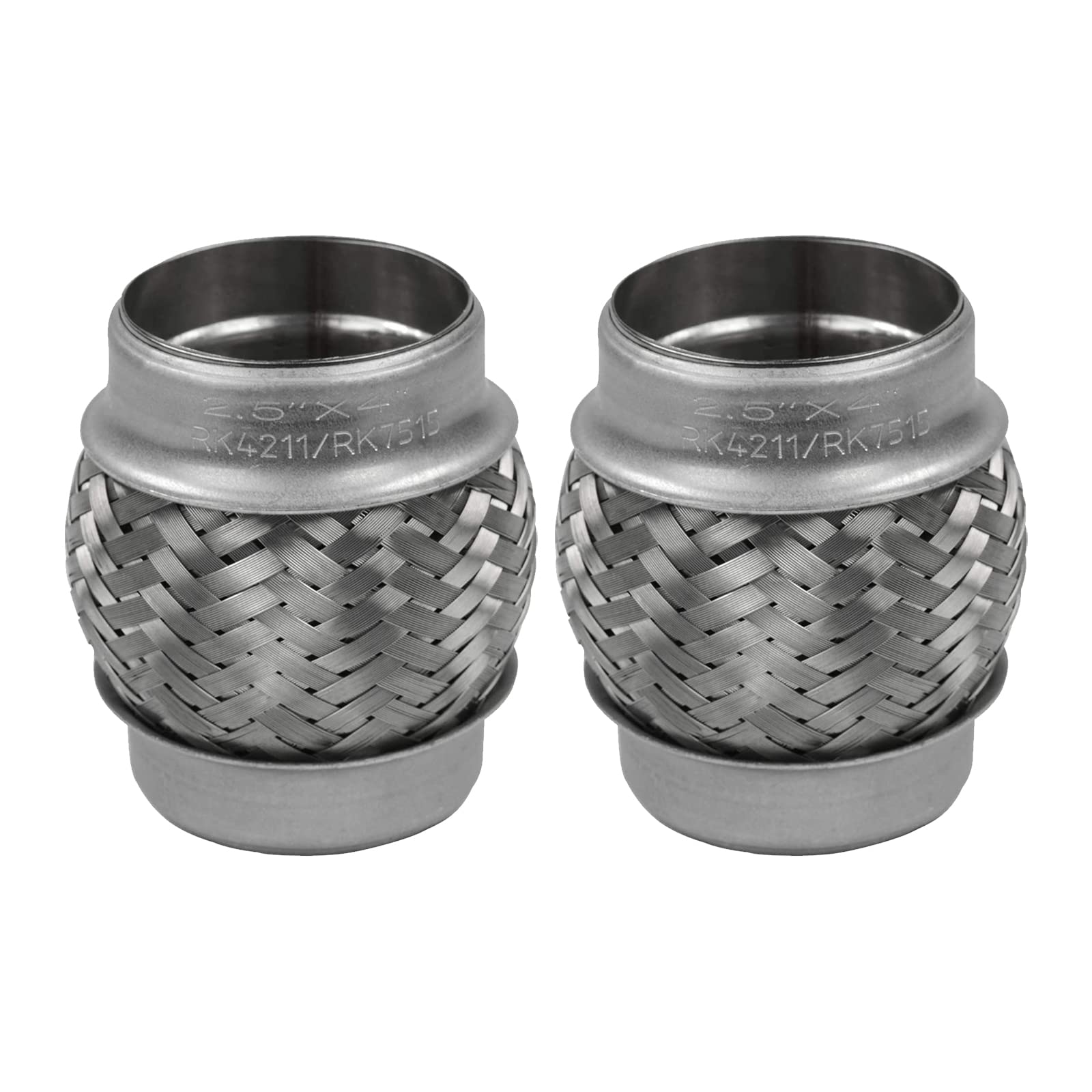 Rp Remarkable Power, 2 Pack 2.5 Inch Inlet Exhaust Flex Pipe,2.5 Id X 4 Length Flexible Tube,Stainless Steel Double Braid Heavy