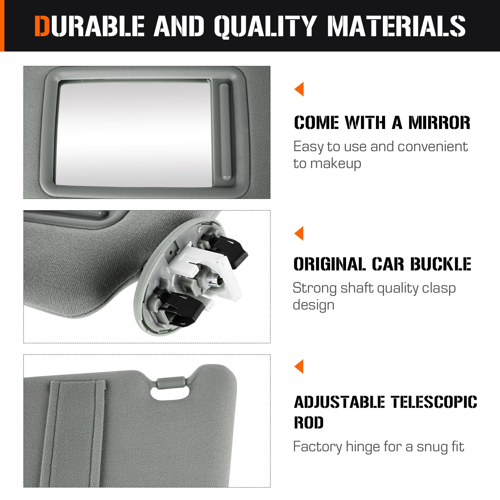 Sun Visor With Light For Toyota Camry 2007-2011 With Sunroof, Left Driver Side Gray Sunvisor Replace 74320-06800-B0