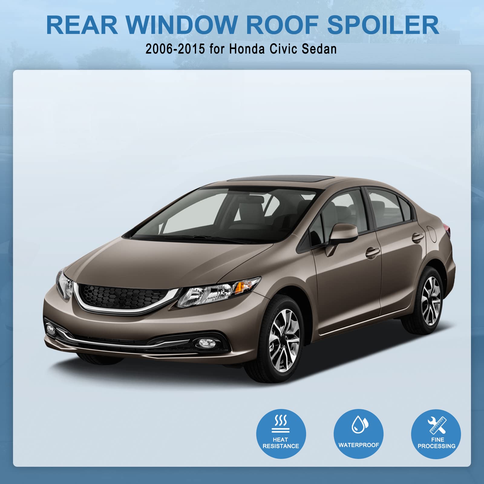 Zspart Rear Roof Spoiler Abs Fits For 2006-2015 For Honda Civic Sedan Rear Window Roof Top Spoiler Wing Matte Black Spoiler