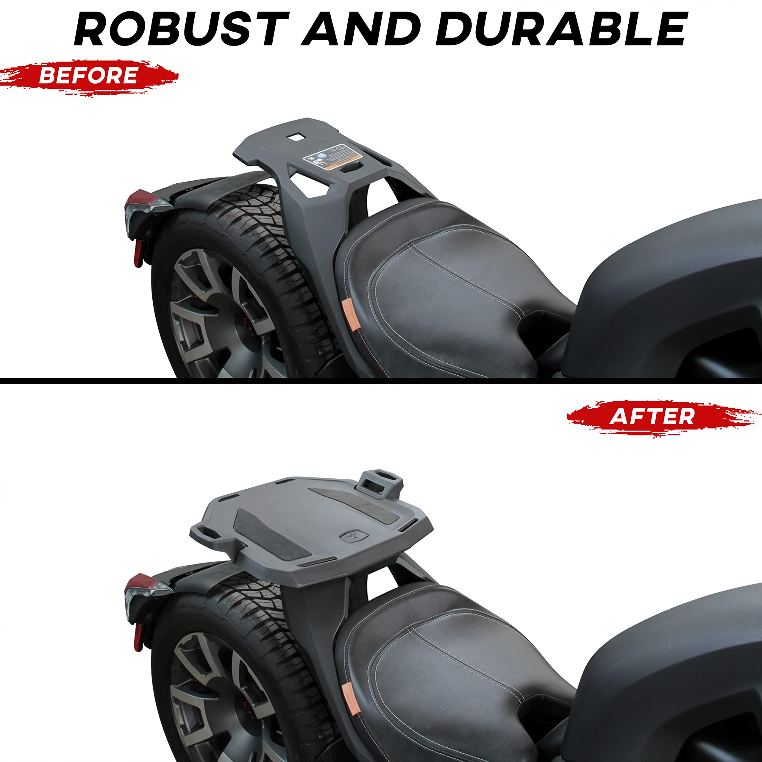 SAUTVS Rear Rack Kit for Can-Am Ryker 600/900 Sport & Rally Edition - Black, Model ZP-YJ-030603-092