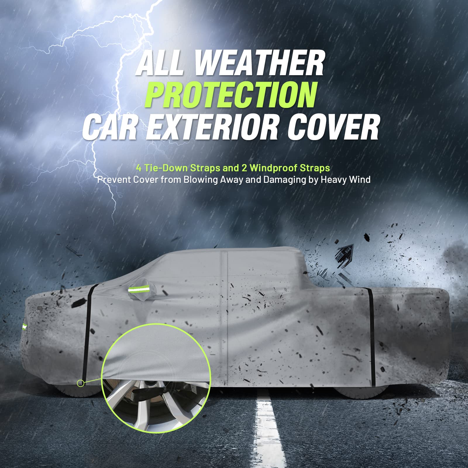 Favoto 6 Layers Truck Cover Waterproof - All Weather Heavy Duty Outdoor Pickup Car Cover Sun Uv Rain Protection Windproof With D