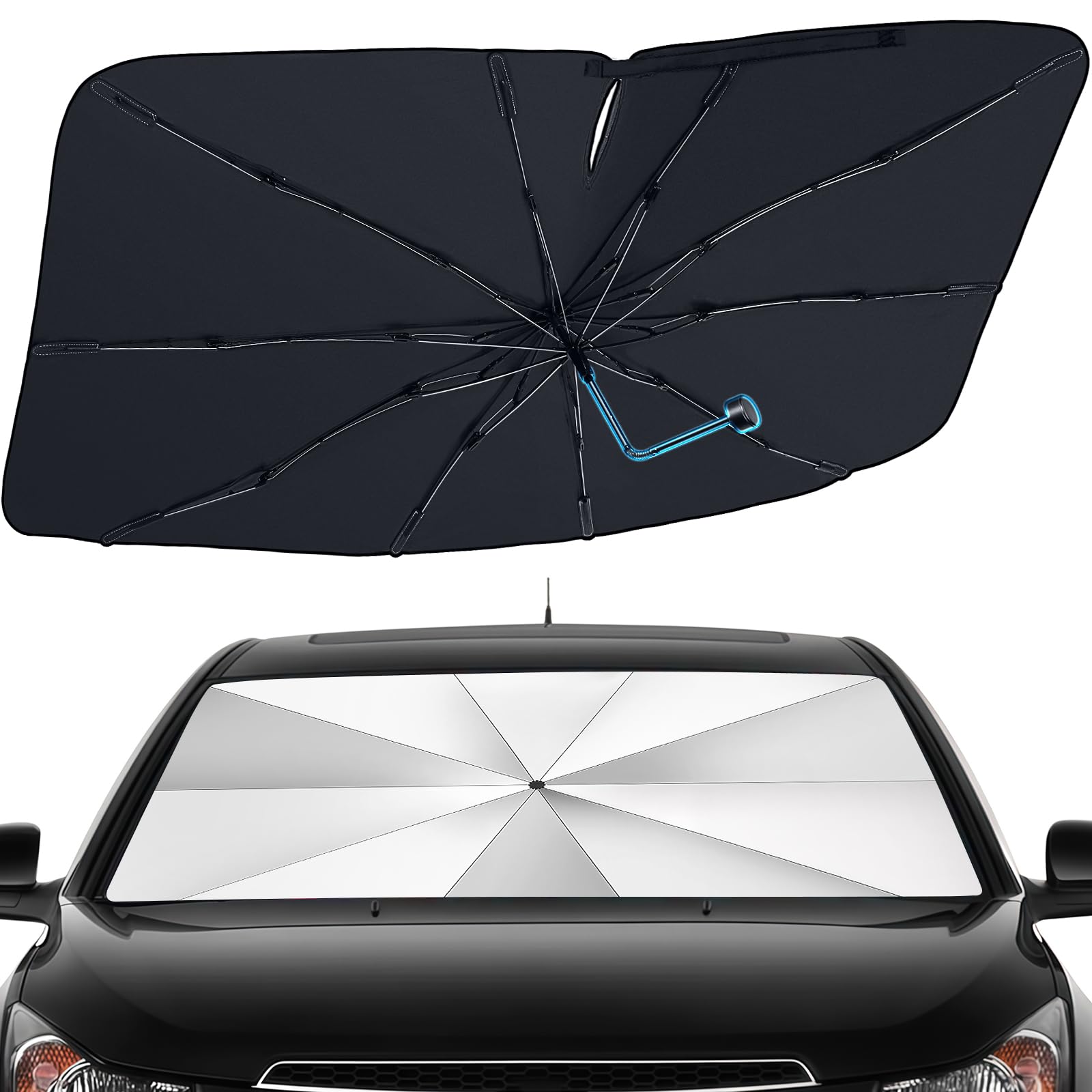 Car Windshield Sun Shade Umbrella  Foldable Windshield Umbrella Sun Shade for Cars, Reflective Car Sun Shade Windshield Cover, 