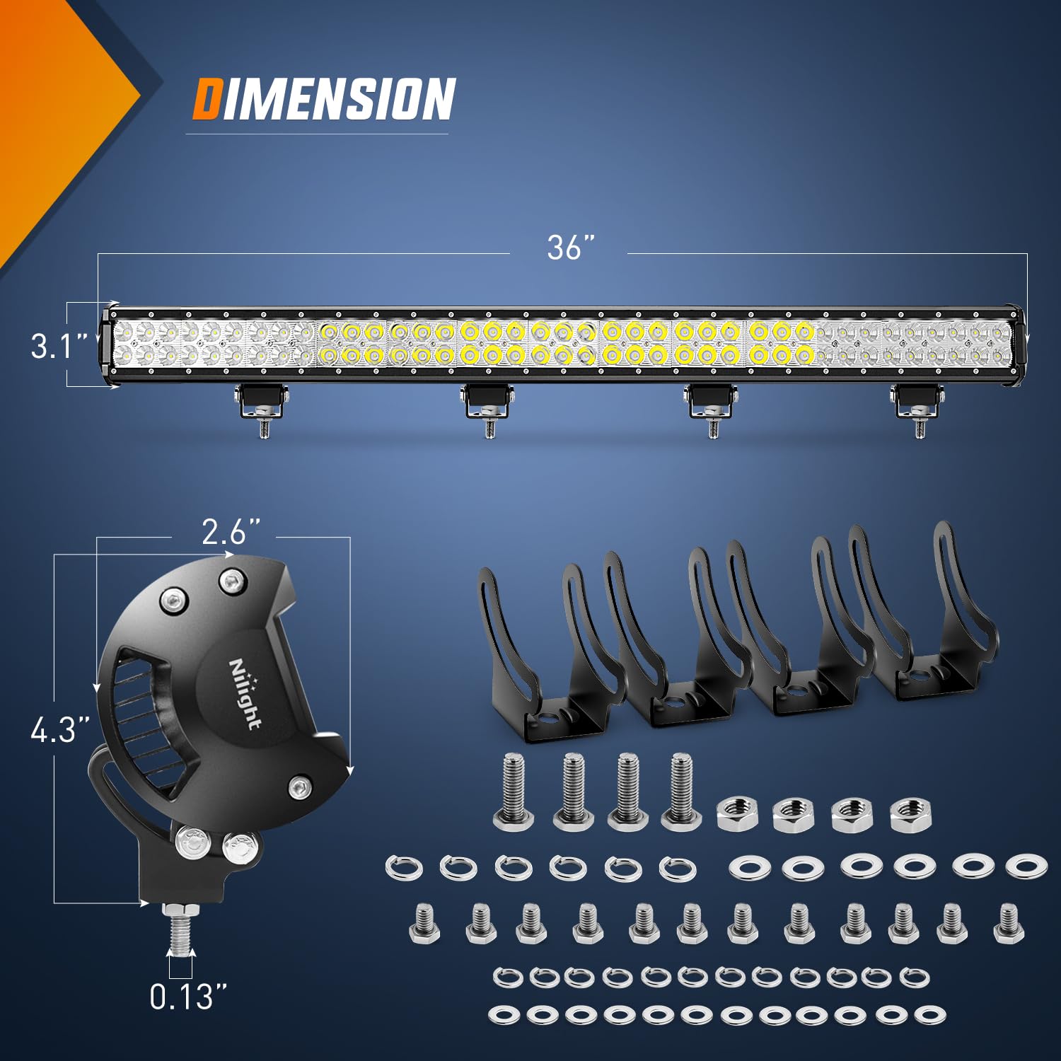 Nilight - 60010C-A 36 Inch 234W Led Light Bar Combo 24V 12V For Truck Suv Van Camper Wagon Car Pickup Off-Road Driving Work Ligh