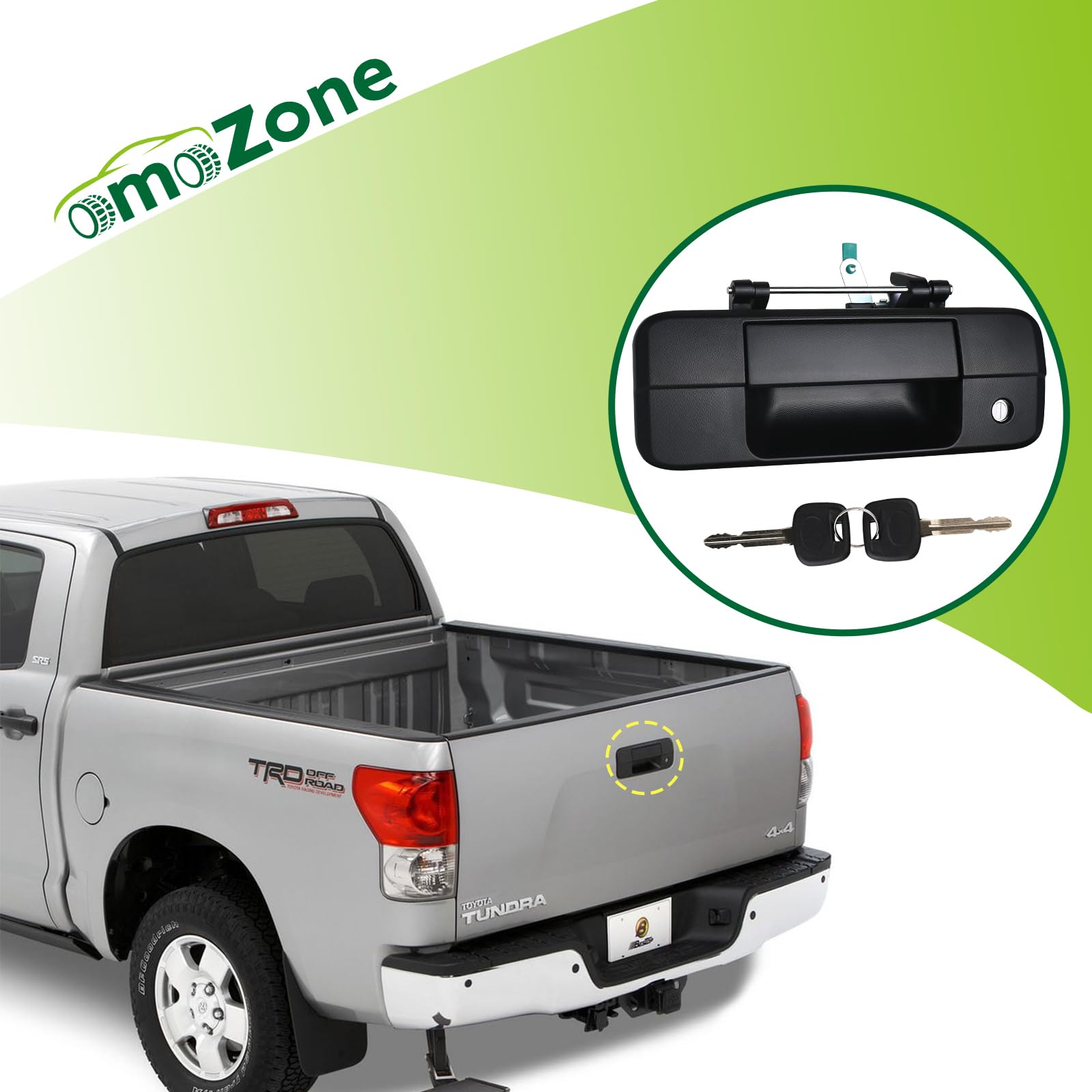 omoZone Tailgate Handle Liftgate Latch Handle with Key Lock Cylinder Compatible with 2007-2013 Toyota Tundra Replaces 69090-0C04