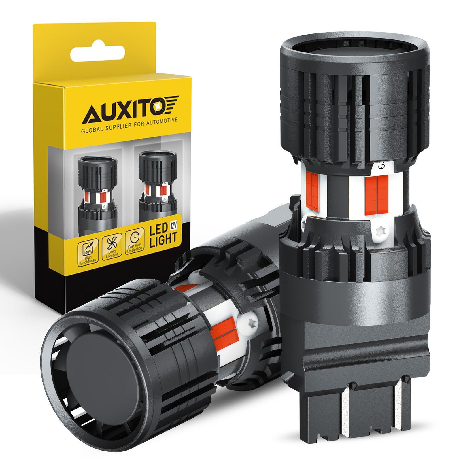 Auxito Canbus 3156 3157 Led Bulbs Red With Built-In Resistor 3056 3057 3457R 4057 4156 4157 Anti Hyper Flash Error Free Brake Li