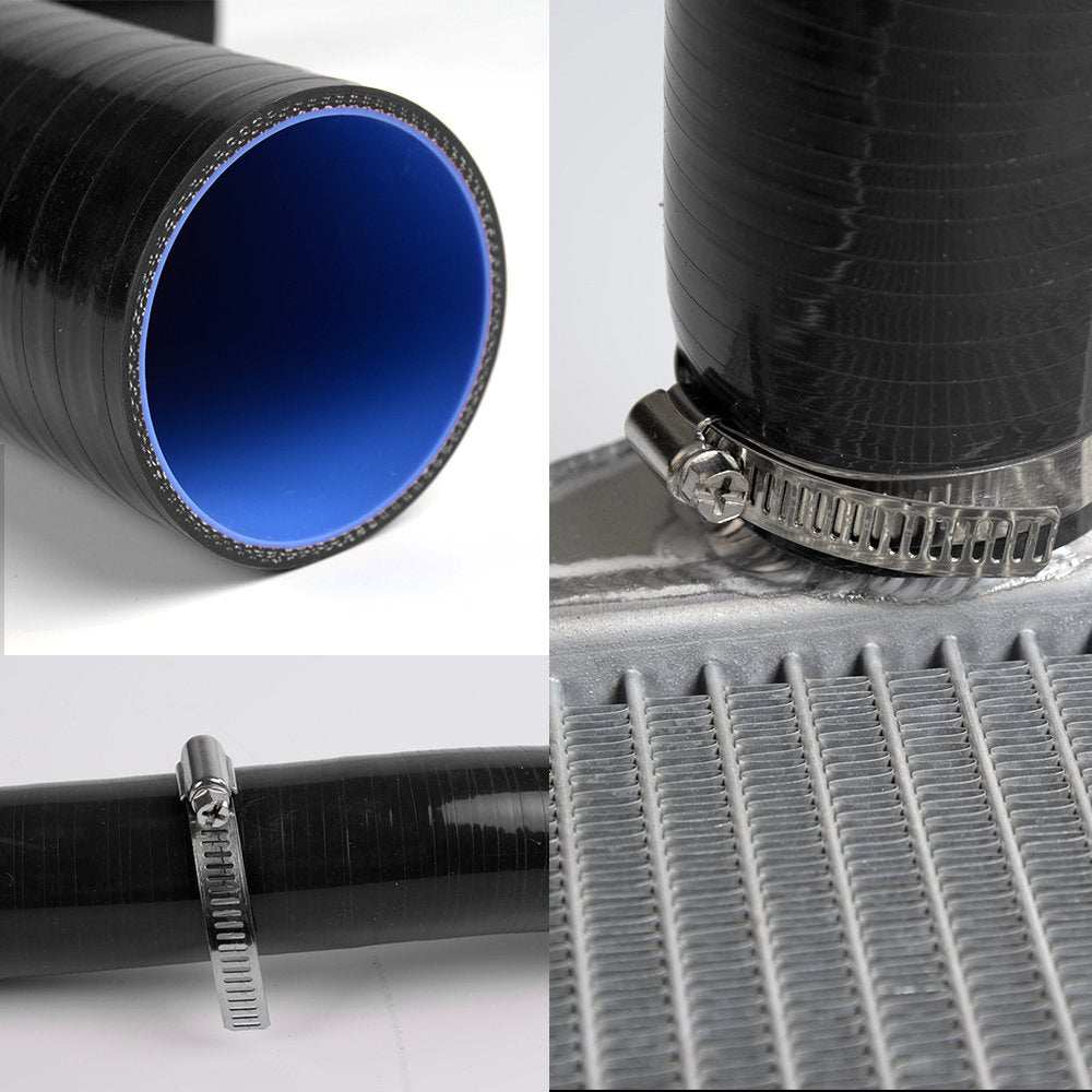 PIT66 Silicone Radiator Hose Kit,Compatible with 1989-1993 Mazda Roadstar Miata MX-5 NA6CE B6ZE 1.6L Black with Clamps