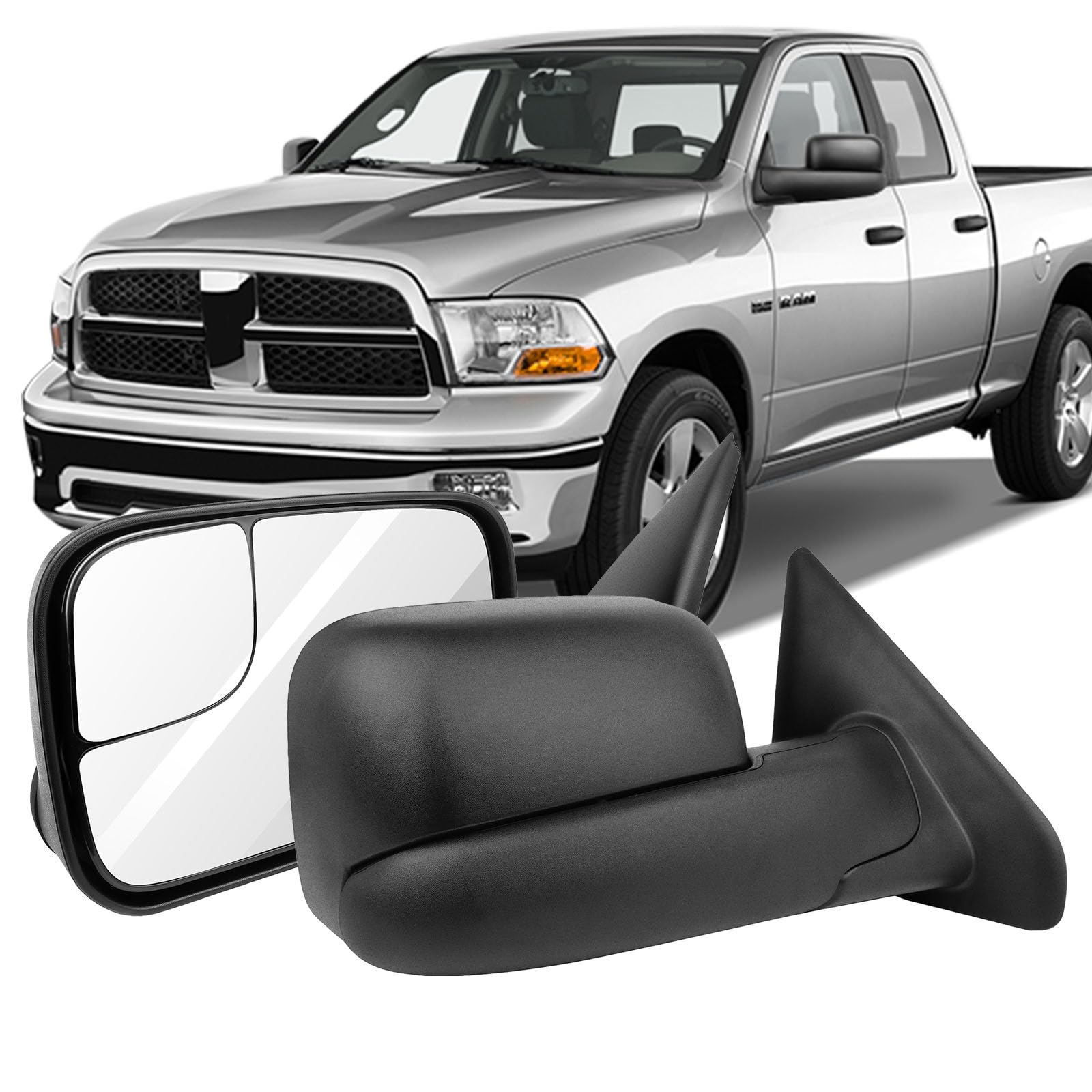 OCPTY Power Towing Mirror Fit For Dodge Ram 1500 2002-2008 For Dodge Ram 2500 2003-2009 For Dodge Ram 3500 2003-2009 Power Adjus