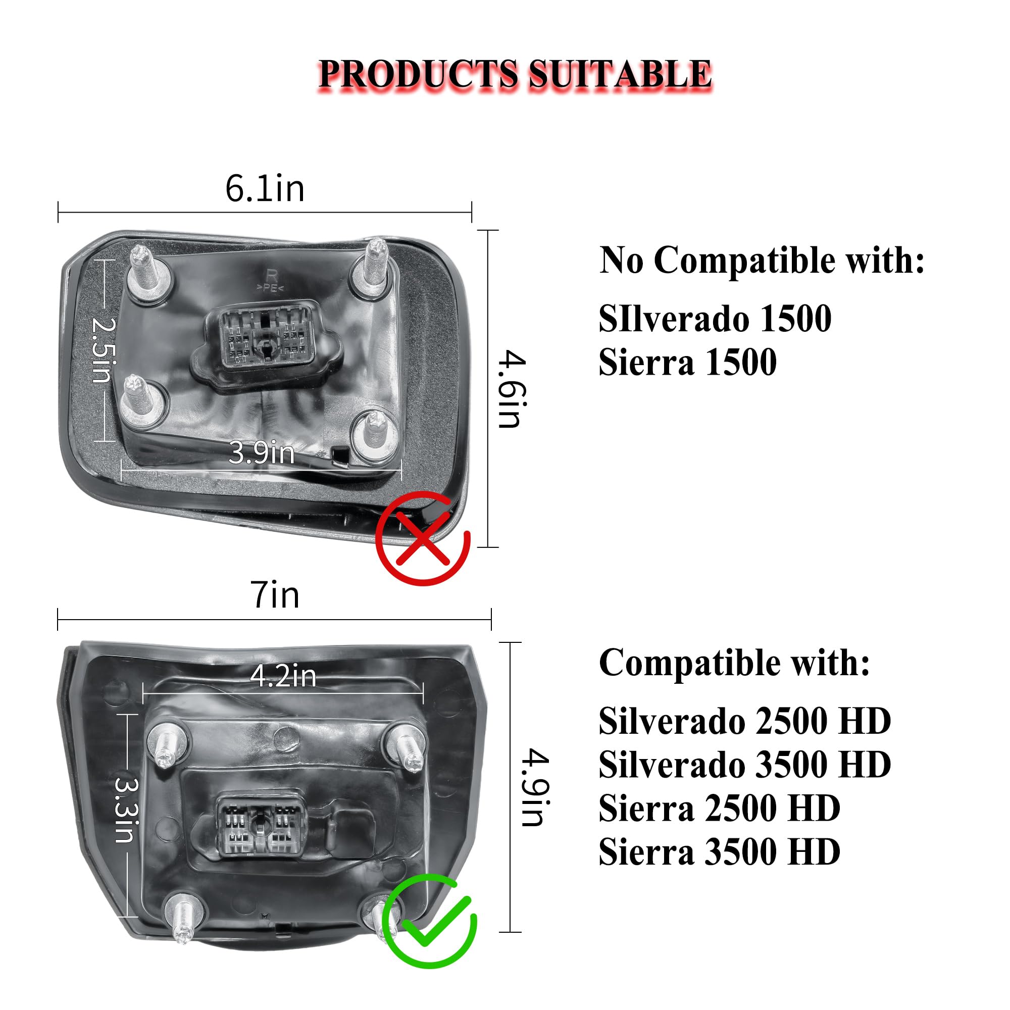 Passenger Right Side Door Towing Mirror Power and Heated with Signal Light and BLIS Black Back Cover For Chevrolet Silverado GMC