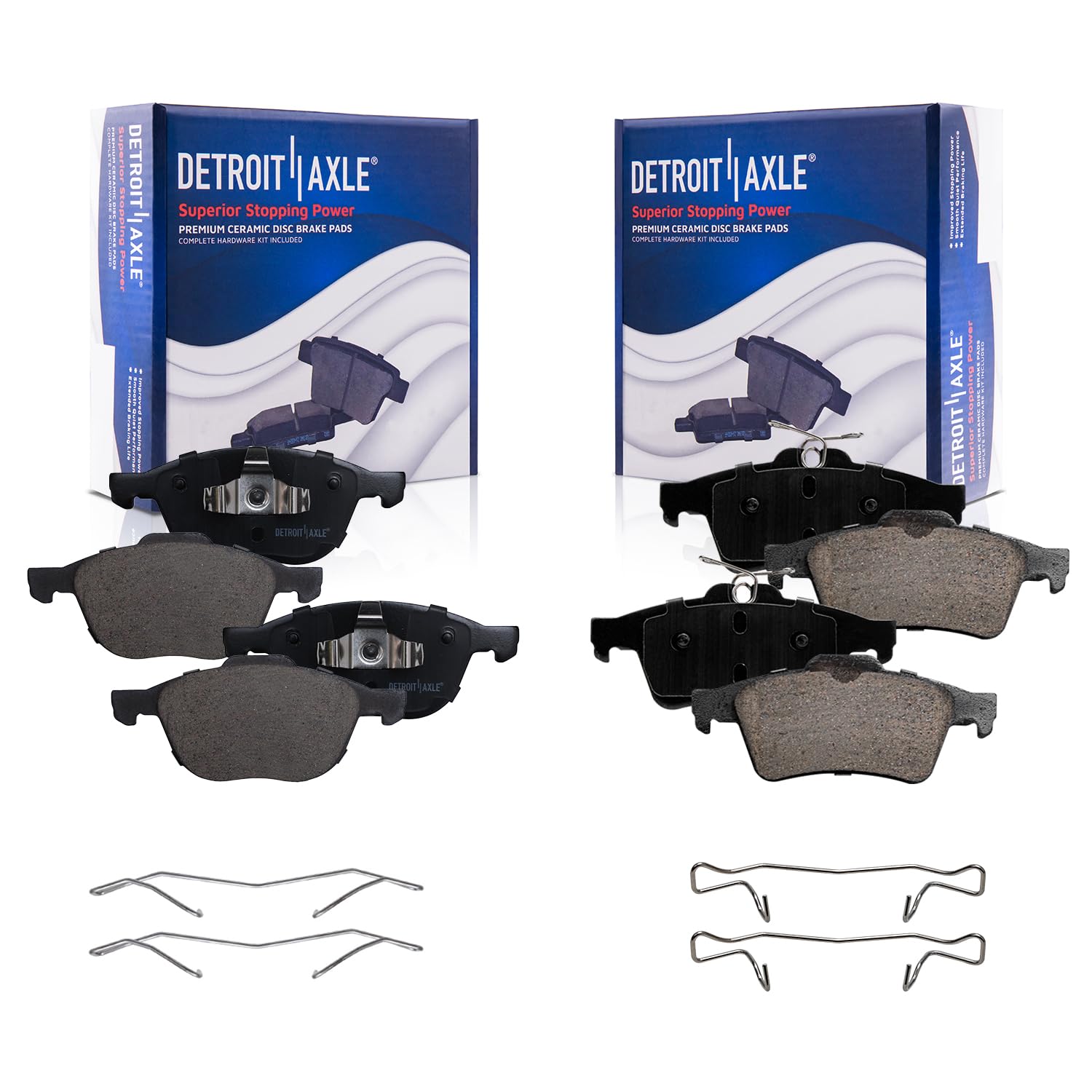 Detroit Axle - Brake Pads for Ford Escape Focus Transit Connect Mazda 3 Sport 5 Volvo C30 C70 S40 V50, 4 Front & Rear Ceramic Br