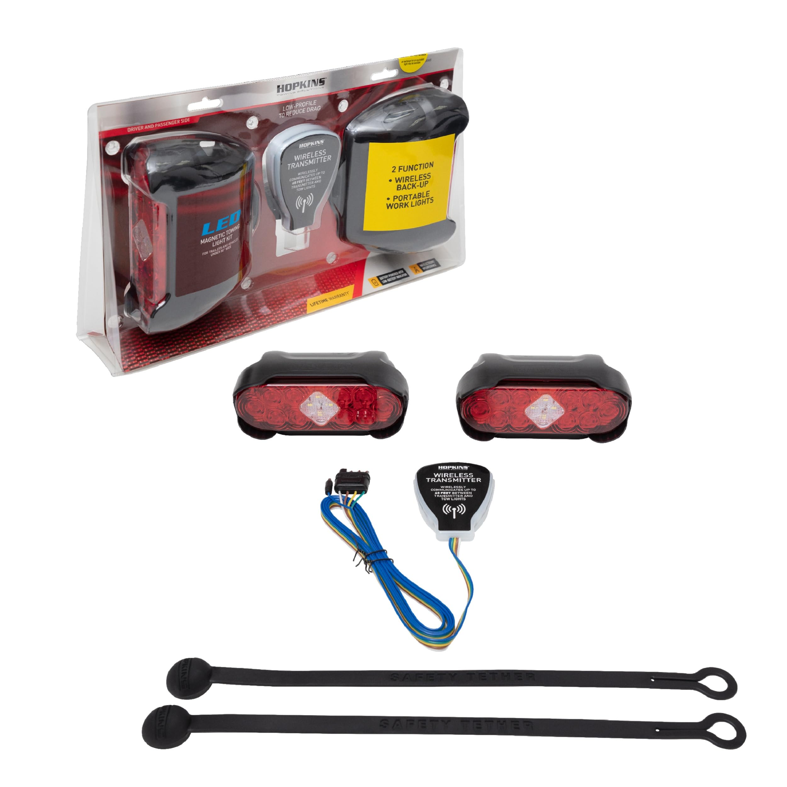 Hopkins C6305 LED Wireless Mag Towing Light with Backup, 65 ft. Wireless Light Operation, Kit of 2 Wireless LED Lights