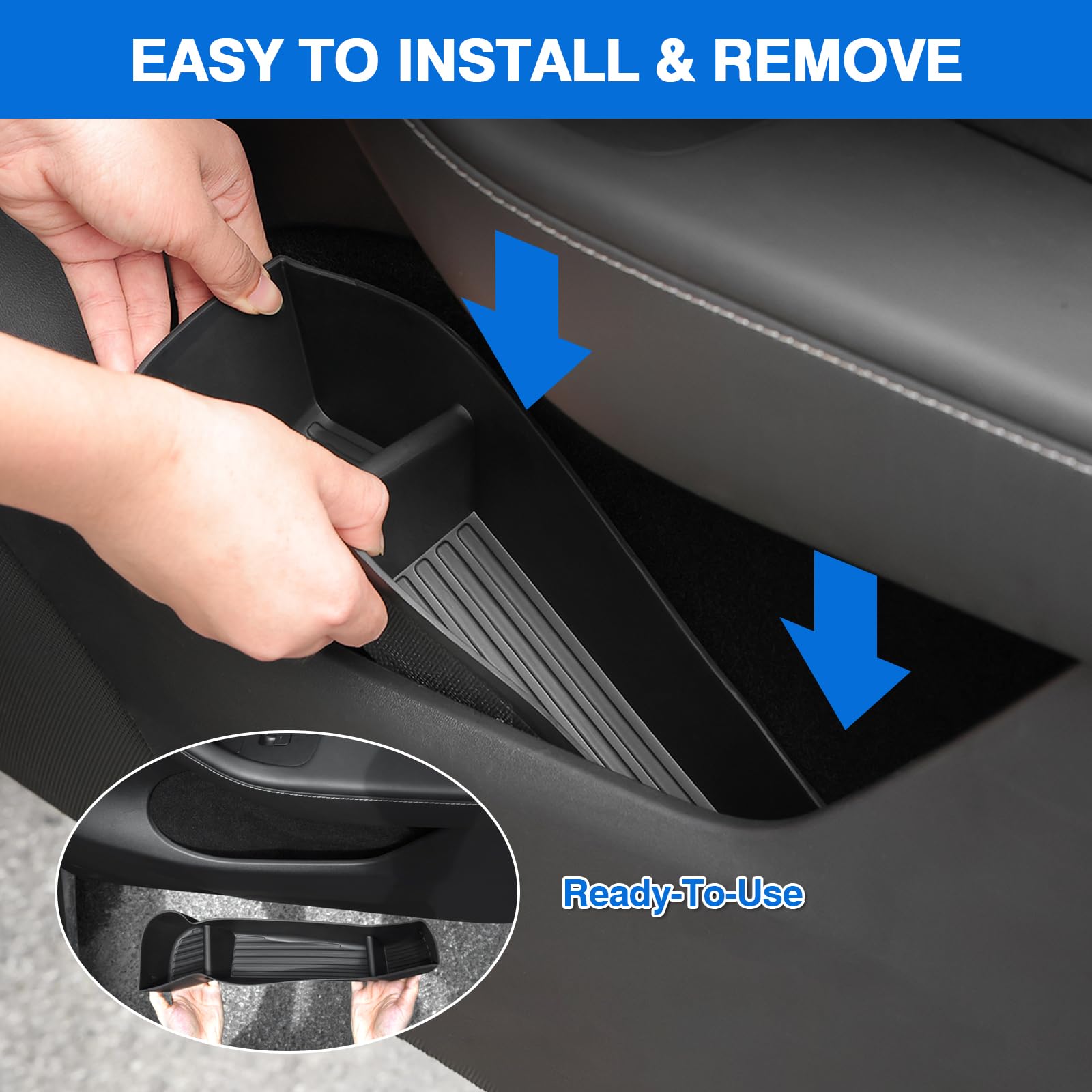Canvcle Car Door Side Storage Box And Trash Can For 2020-2023 2024 Tesla Model Y Accessories Front Rear Door Insert Tray Organiz