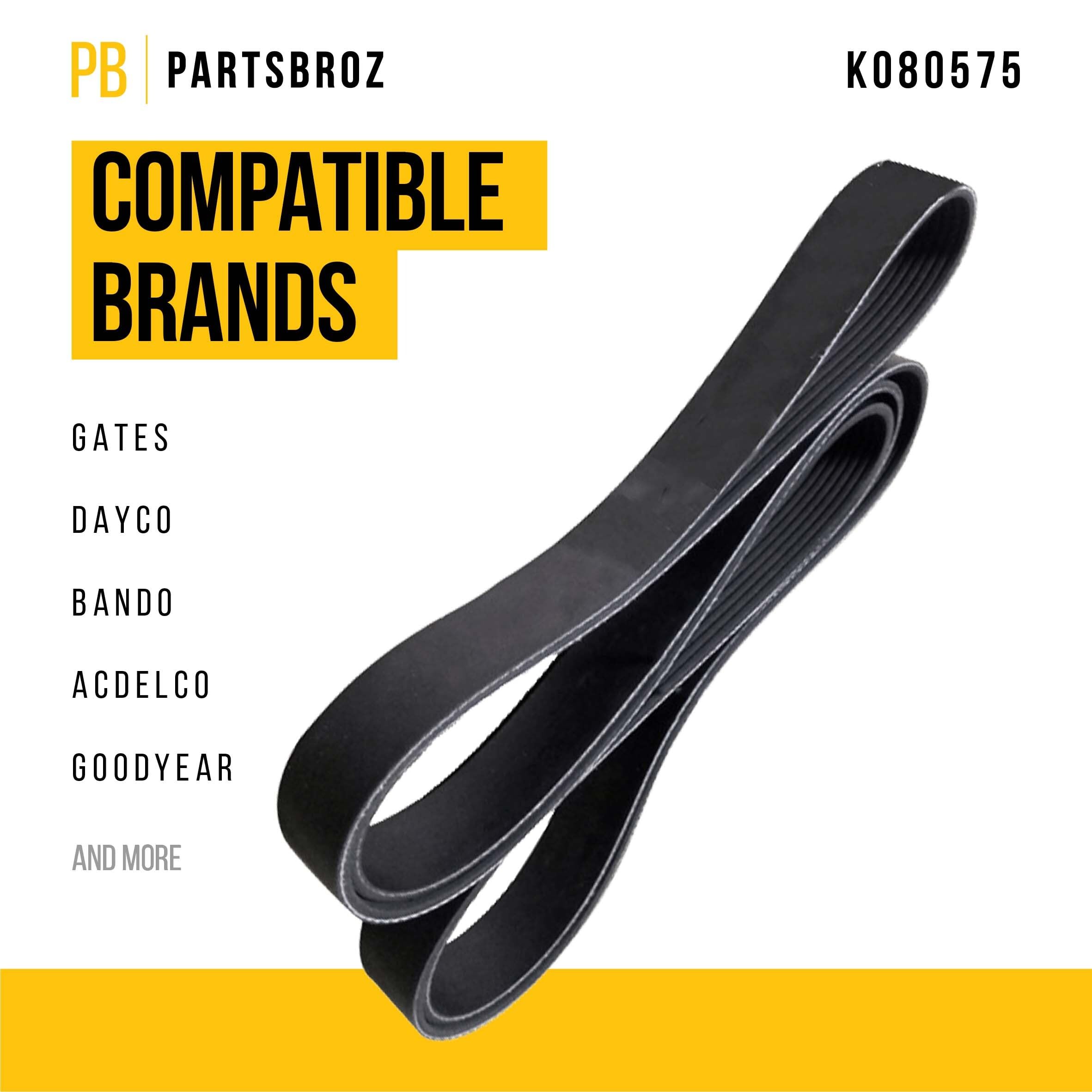 Partsbroz K080575 Micro-V Serpentine Drive Belt - Compatible With Gates Dayco Bando Acdelco Goodyear Continental - Replaces Jk8-