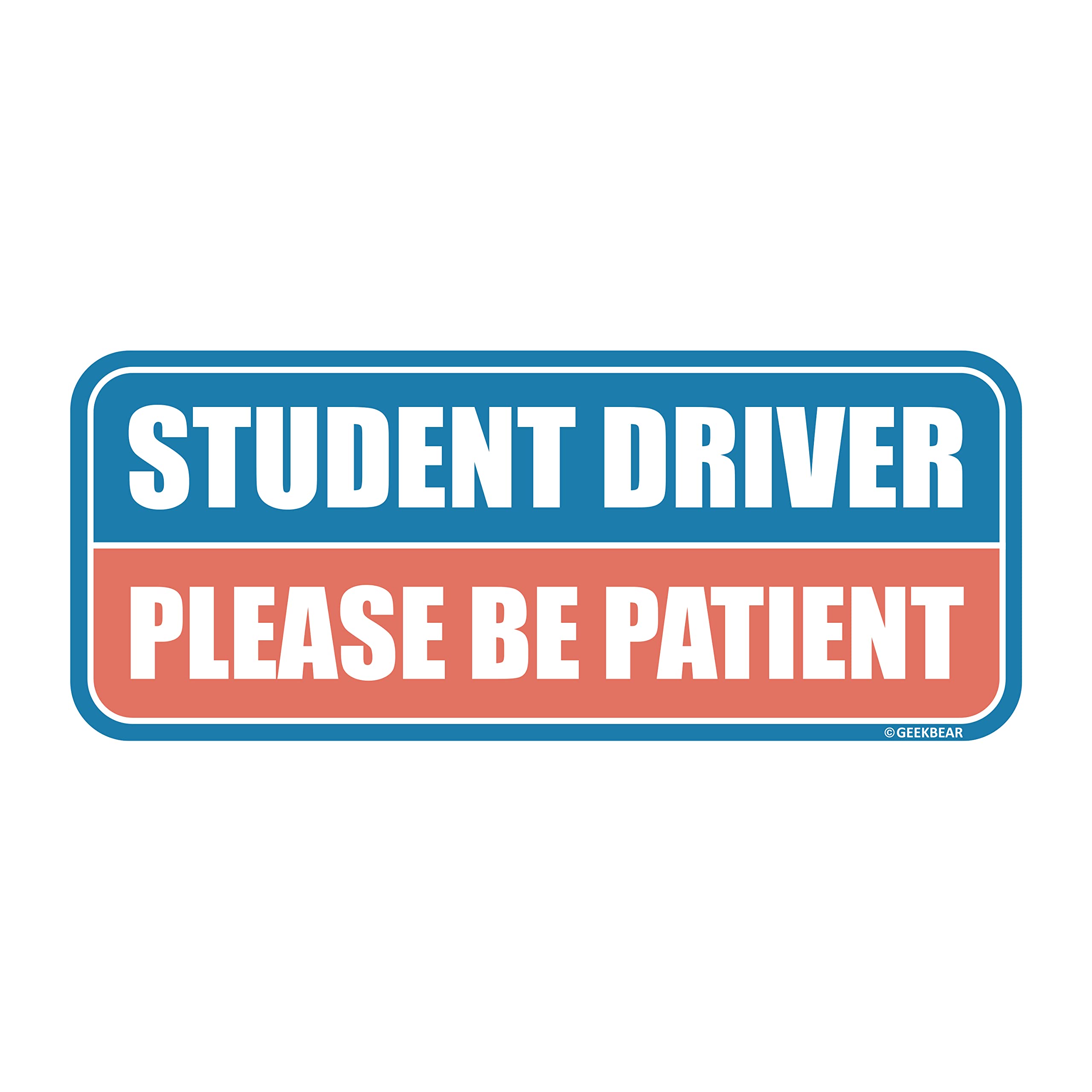 Geekbear Student Driver Car Magnet - Colorful, Reflective, Weather-Resistant - Rectangular 8.7 X 3.5 In (Blue/Salmon)