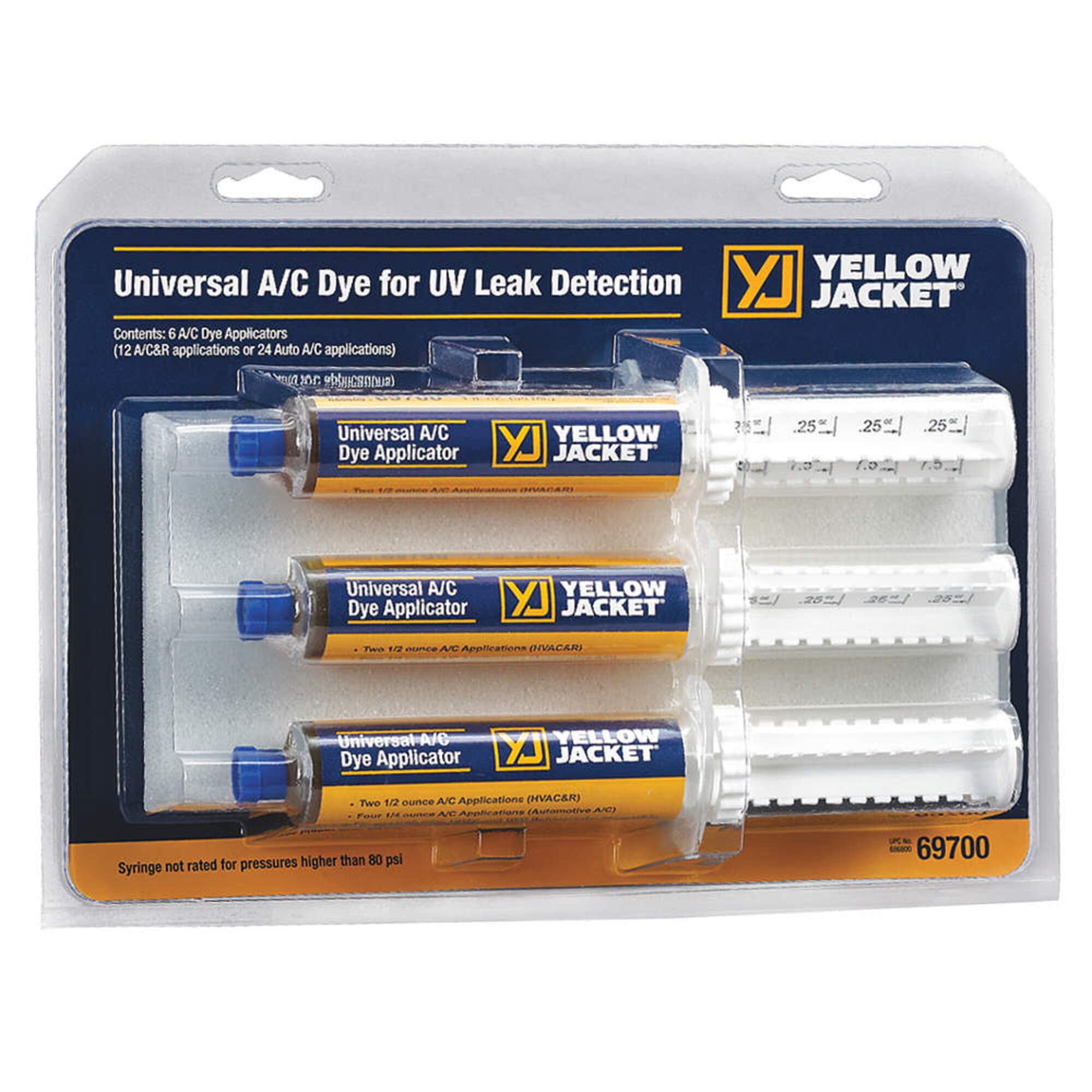 Yellow Jacket 69700 6-pack Universal A/C Dye for UV Leak Detection
