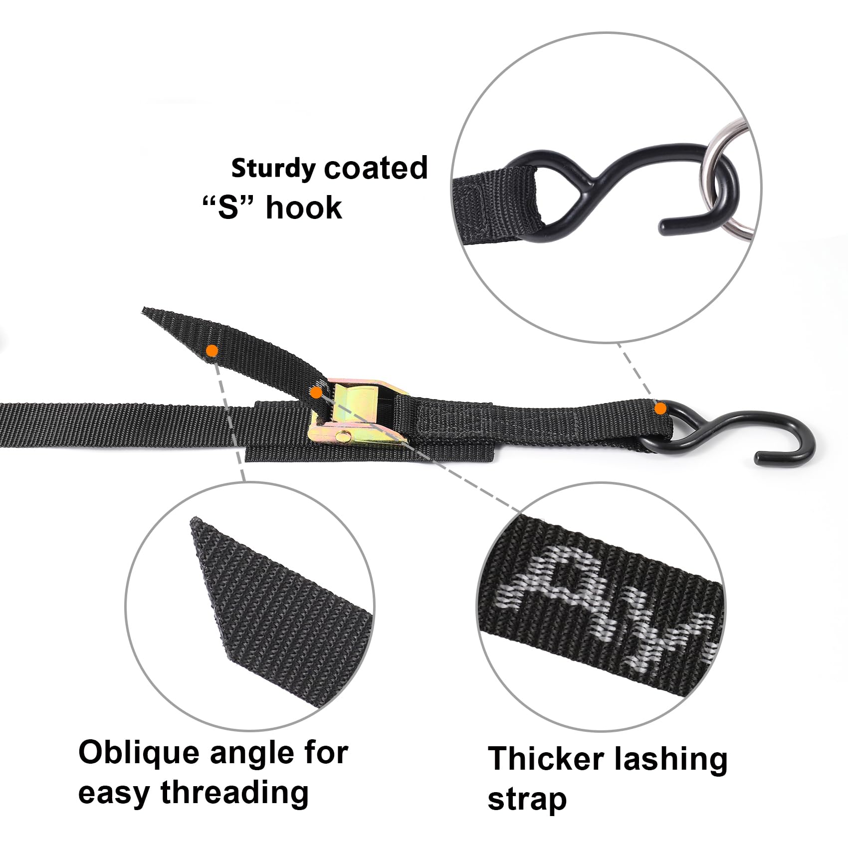 Ayaport Cam Buckle Tie Down Straps 10 Feet With Swivel Carabiner Hook For Motorcycle, Kayak, Car, Truck, Dirt Bike