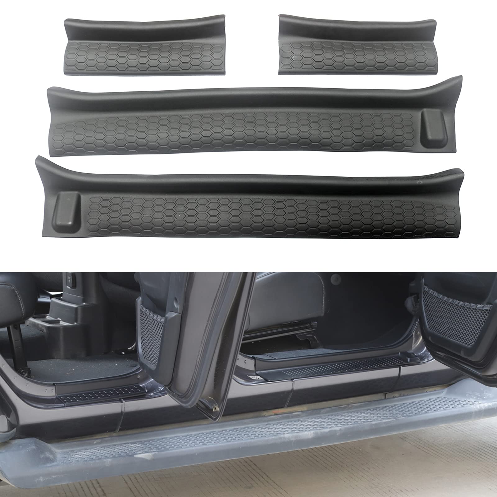KMFCDAE for Jeep JL Door Sill Guards 4 Door Entry Guard Black Soft Rubber Scratch Cover Protector Decal Sticker for Jeep Wrangle