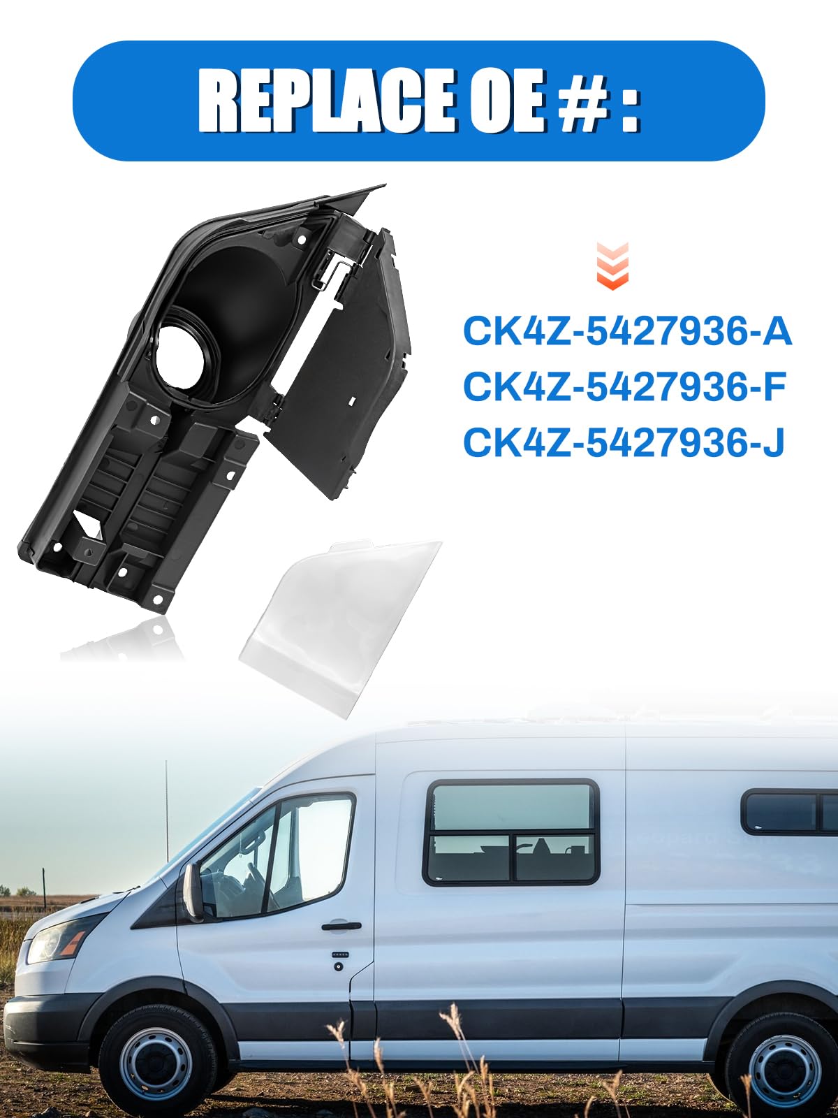 LIWEDFG Transit Fuel Door Assembly Kit with White Cover, Compatible with Ford Transit Vans 2015-2023, ABS Material, Model T-GTD-1523-K-W