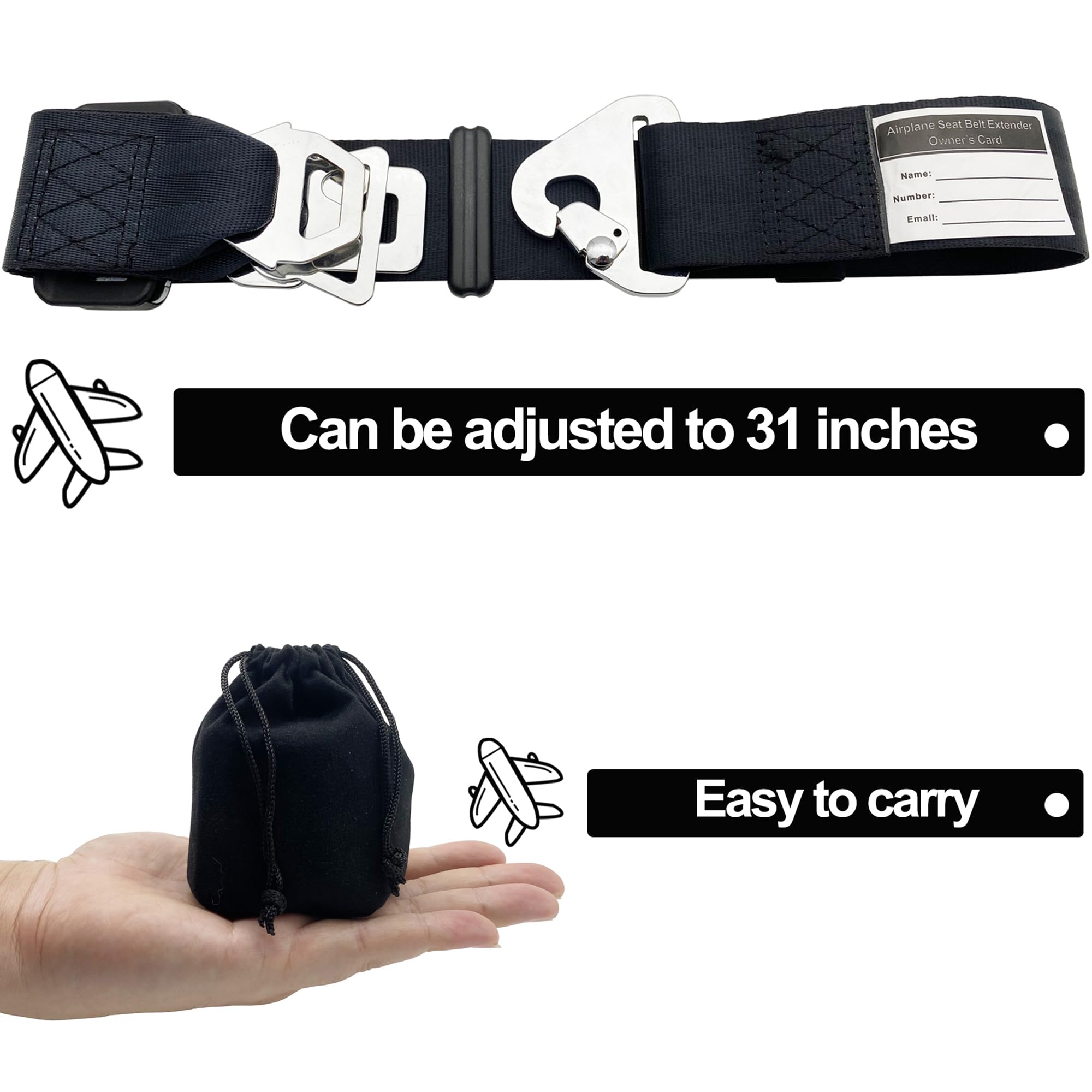 LUCKLYJONE Airplane Seat Belt Extender 7-31" for All Airlines, Three in One