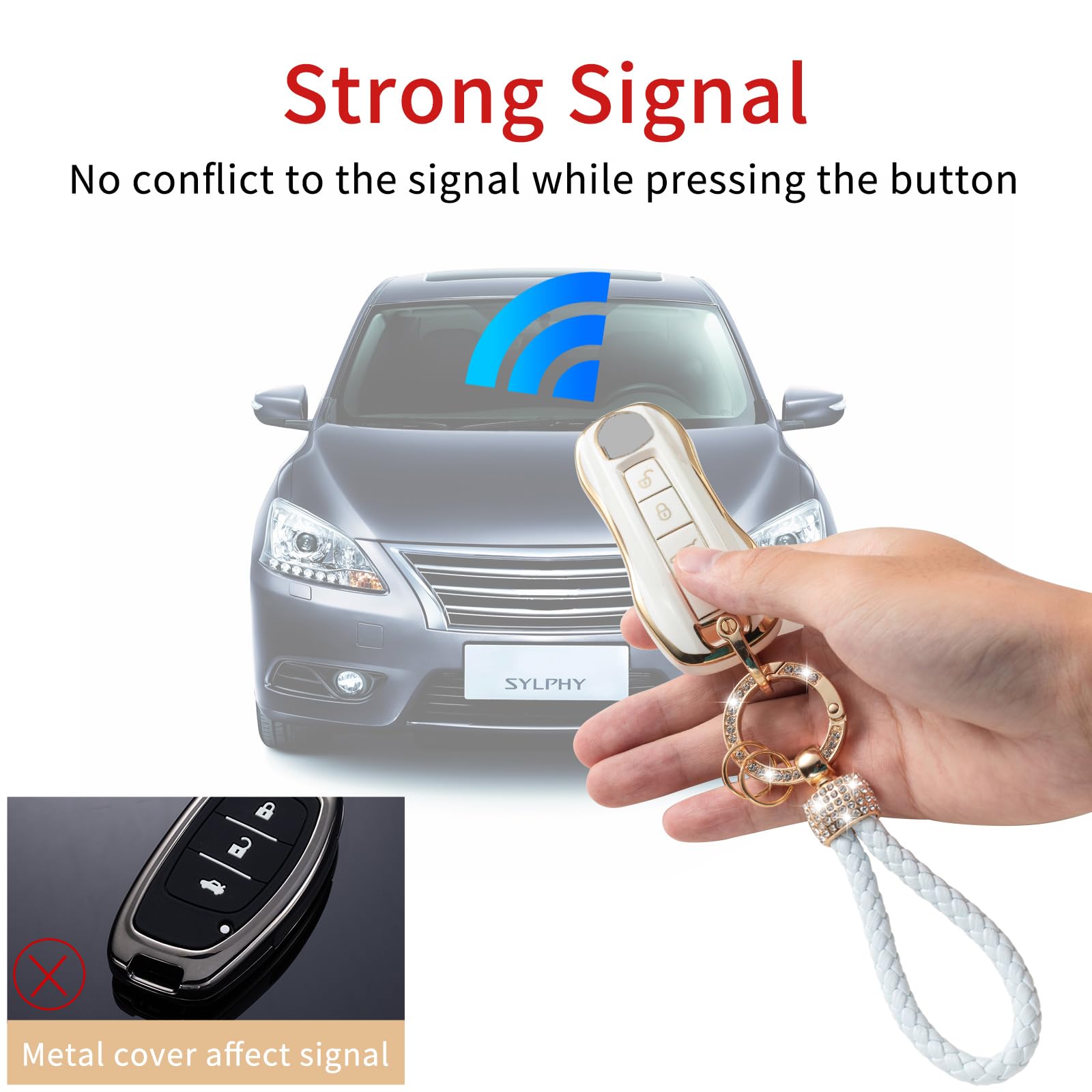 Gematay For Porsche Key Fob Cover With Keychain Lanyard, Key Fob Protector Shell Compatible With Porsche 911 Cayenne Panamera Ta