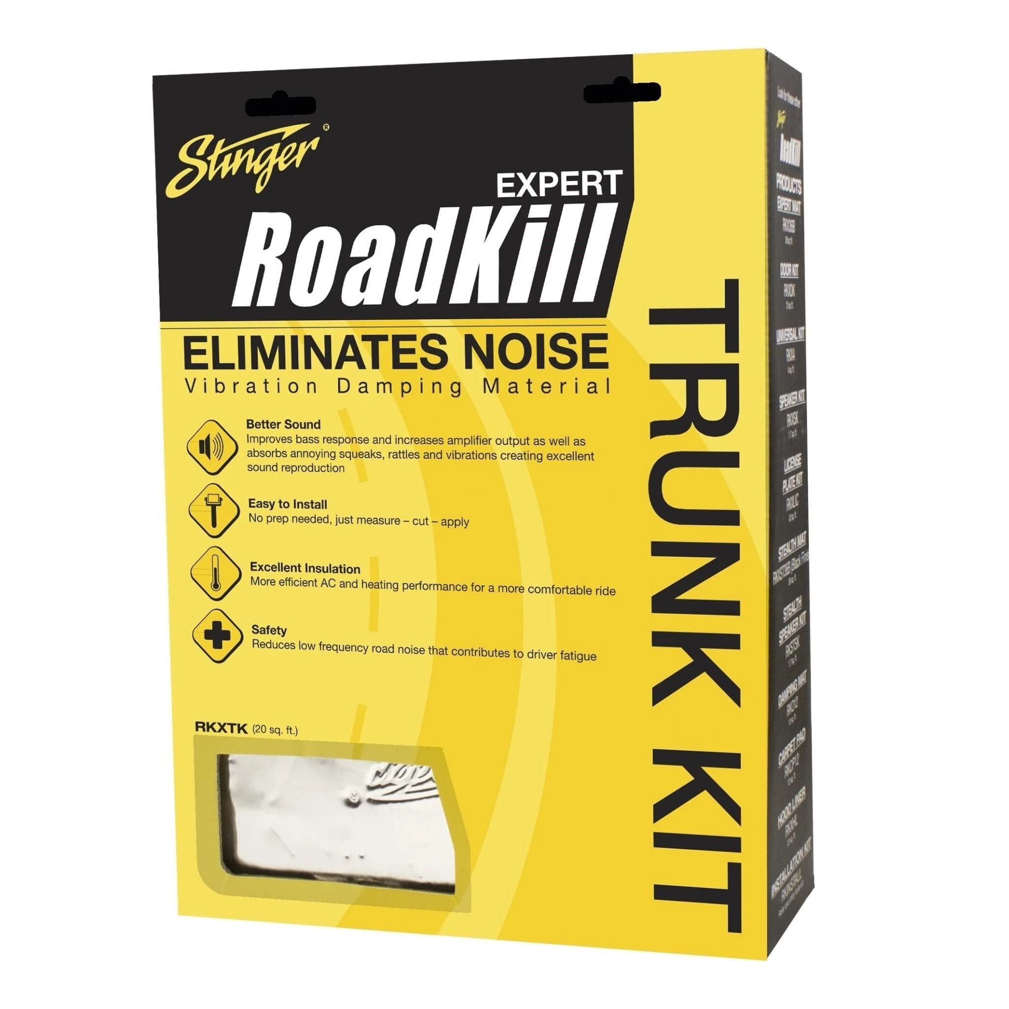 Stinger Rkxtk Roadkill Expert Series 20 Square Feet Sound Damping Material Trunk Kit,Black