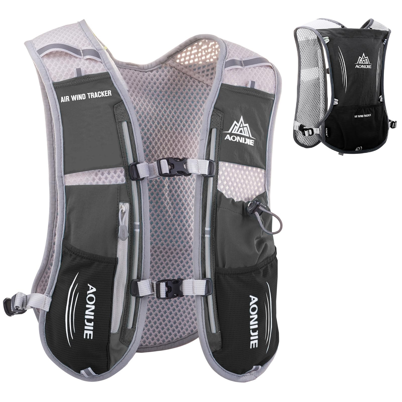 Azarxis Hydration Running Vest Backpack Pack 5L For Women And Men Jogging Trail Race Marathon Cycling Hiking (Black Backpack Only)