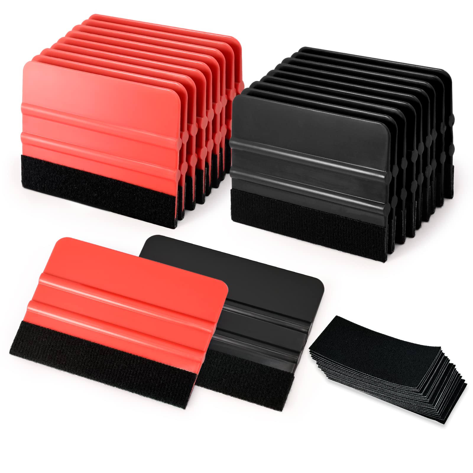 Gomake 20 Pack Vinyl Squeegee with 20PCS Felt Fabric for Tint Film Decal Application Tool Vinyl Wrap Installation Wallpaper Smoo