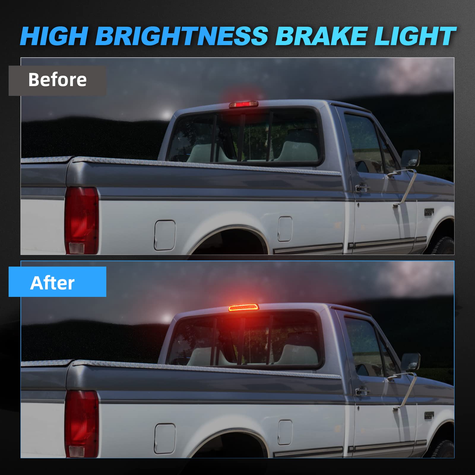 Suparee Led Third Brake Light Smoked Lens Fit For 2004 2005 2006 2007 2008 Ford F150, 3Rd Brake Light Assembly Roof White Cargo