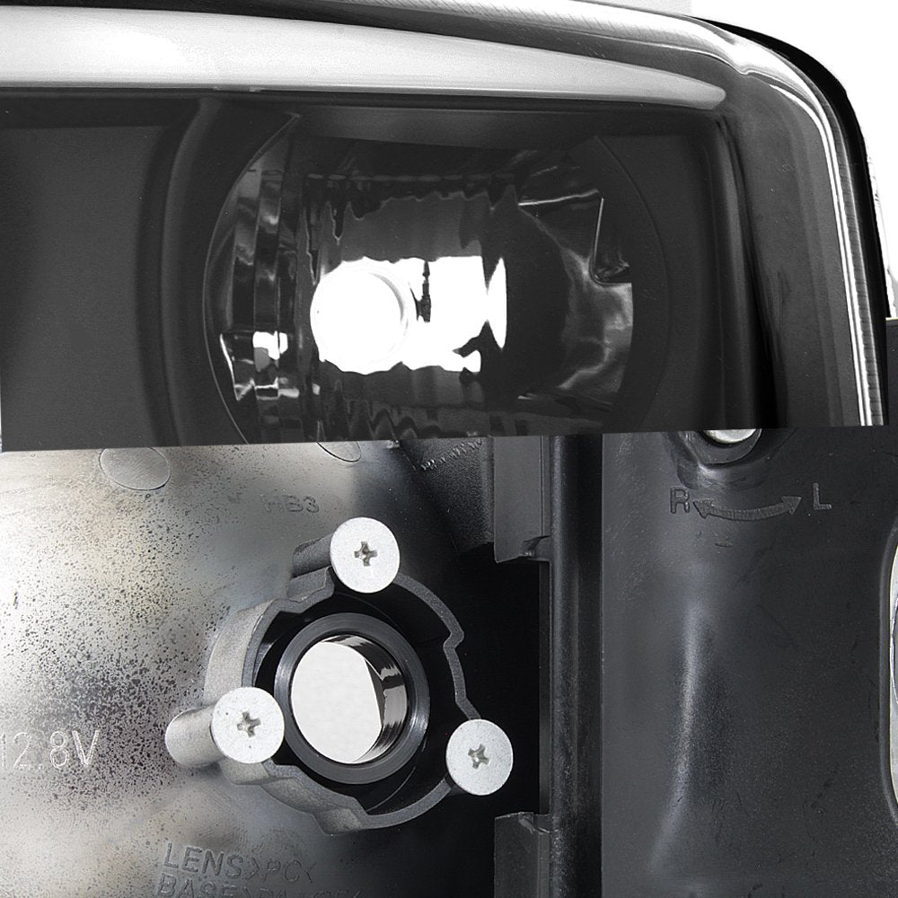 AKKON Black LED Tube Projector Headlights for 99-06 GMC Sierra 1500/2500HD/3500 C3 Yukon XL - Driver & Passenger Side Pair