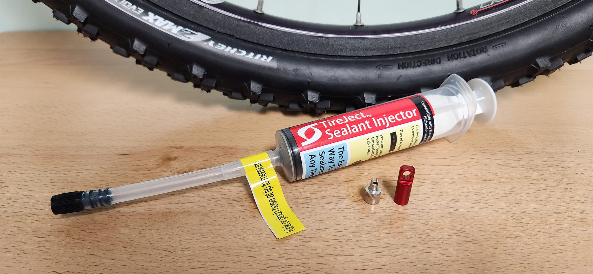 Tireject Tire Sealant Injector - Tubeless Sealant Injector Syringe Applicator Presta & Schrader Compatible - Easy Tire Sealant I