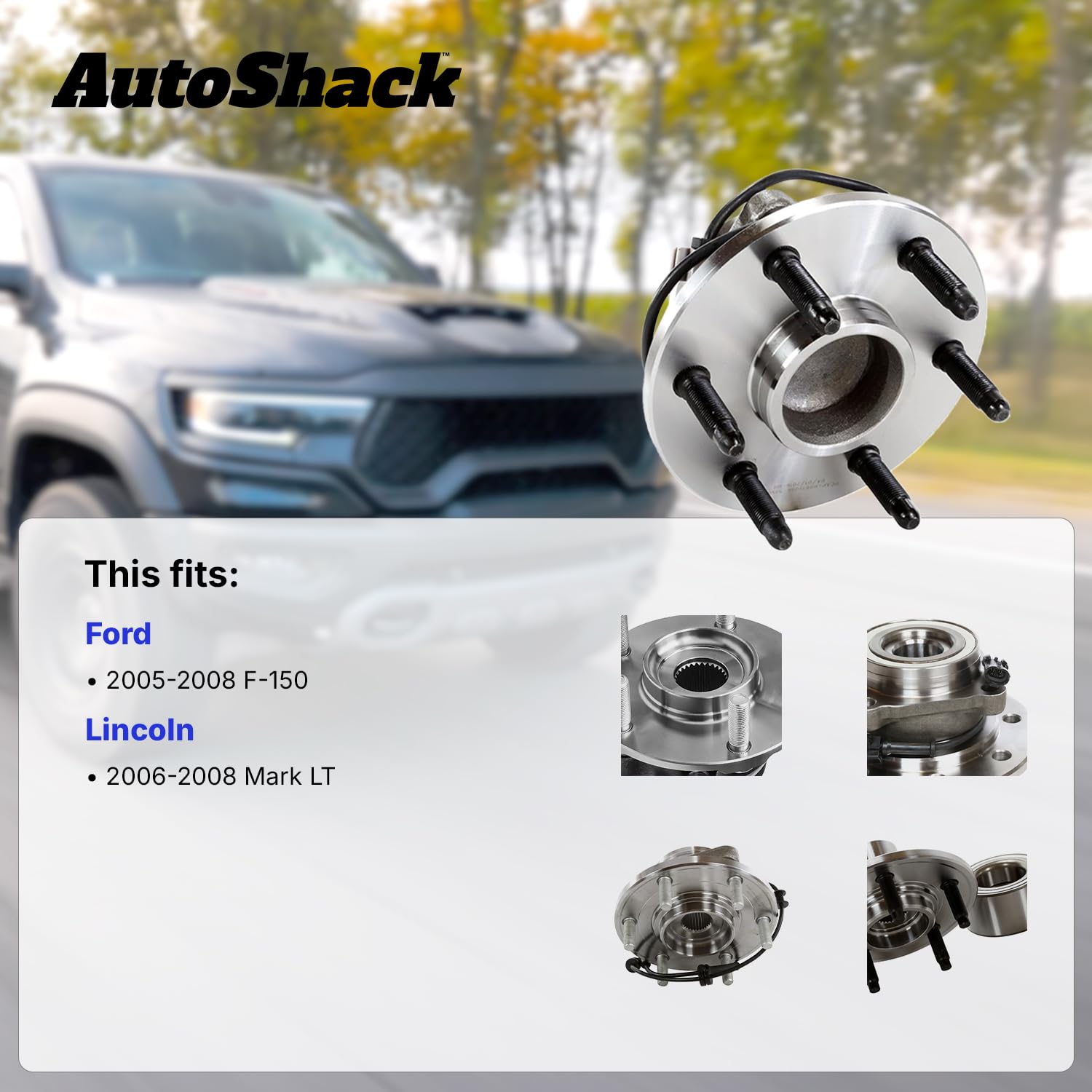 Autoshack Front Wheel Hub Bearing Pair Of 2 Driver And Passenger Side Replacement For 2005 2006 2007 2008 Ford F-150 2006-2008 Lincoln Mark Lt 4.2L 4.6L 5.4L V6 V8 4Wd 6-Lug Hb615081Pr