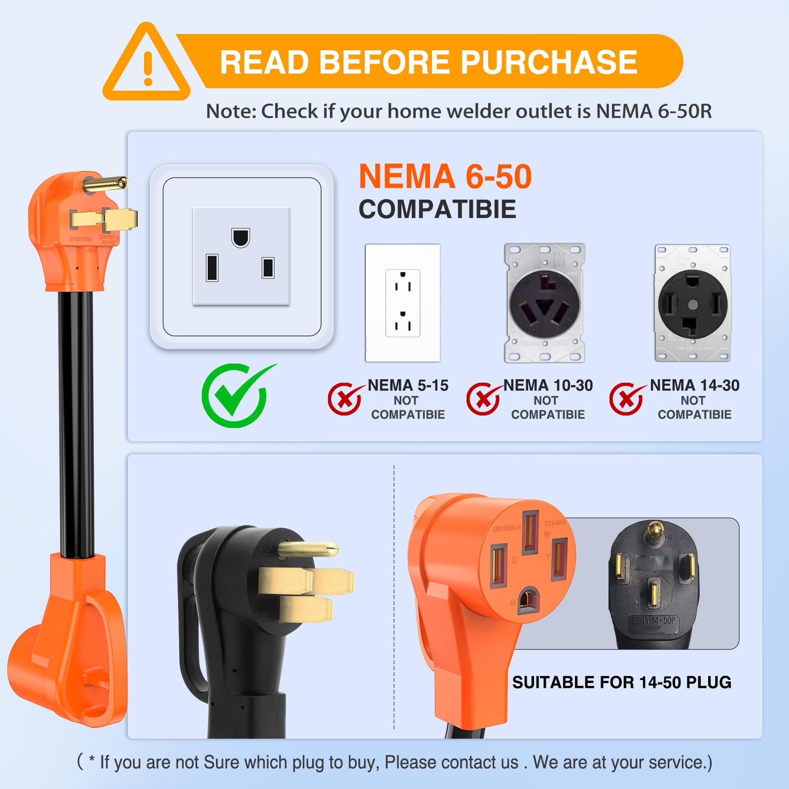 Nilight Ev Charger Adapter Cord 50 Amp To 50Amp 4 Prong Pure Copper 250V Welder Outlet Plug Conversion Heavy Duty 10 Gauge Wire
