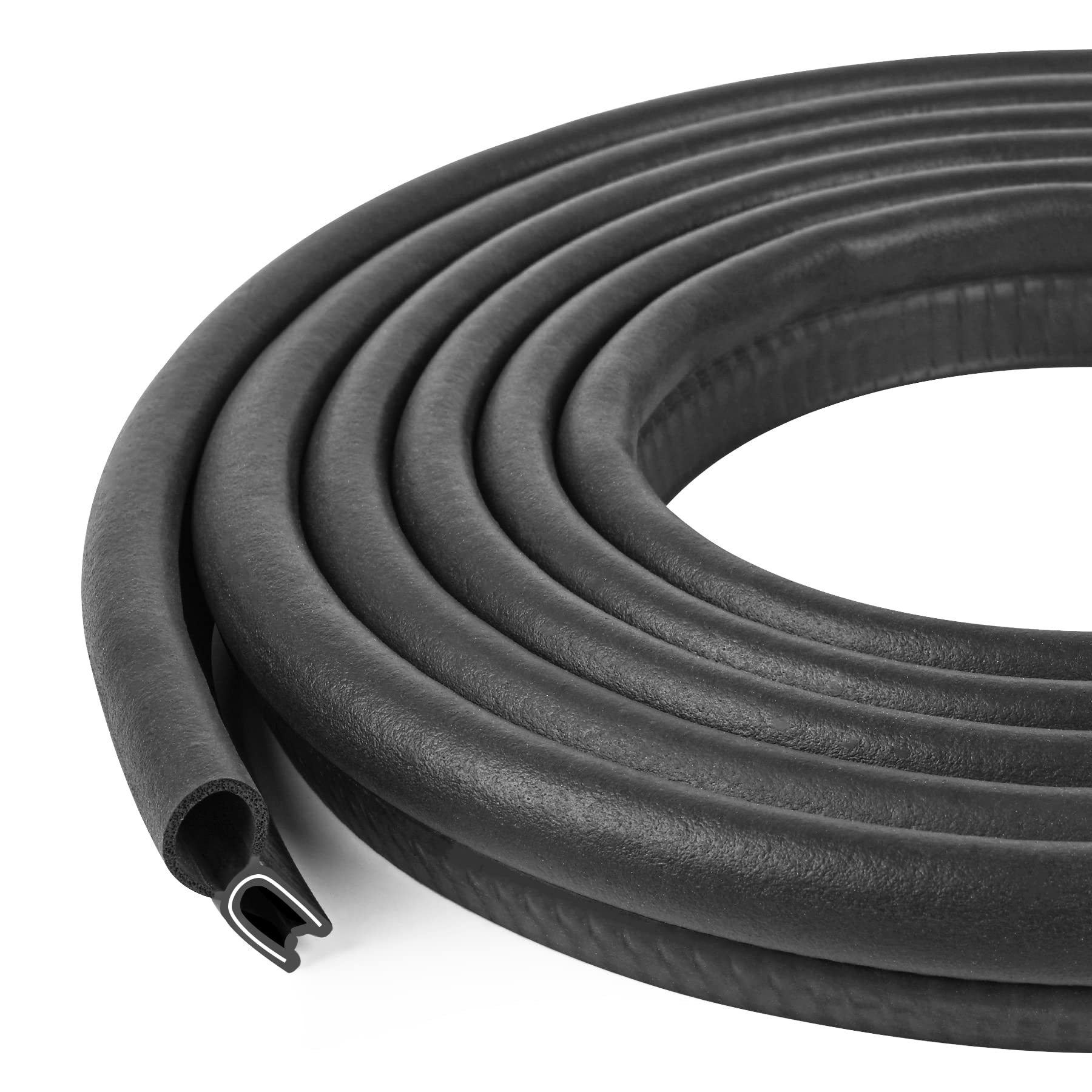 Automotive Door Weather Stripping 10Ft Car Door Rubber Edge Trim Seal Strip Gasket with Top Bulb Easy to Install for Car Bus Cam