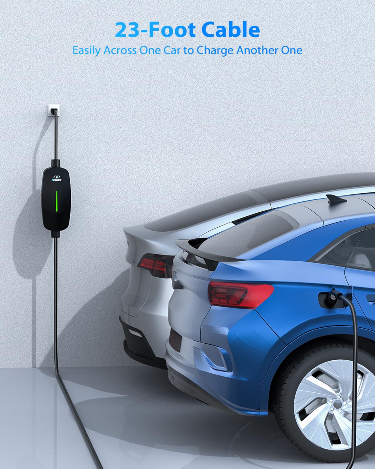 Evdance Level 1&2 Ev Charger, Electric Vehicle Portable Charger With 25Ft Cable, Home Ev Charging Station For J1772 Electric Car