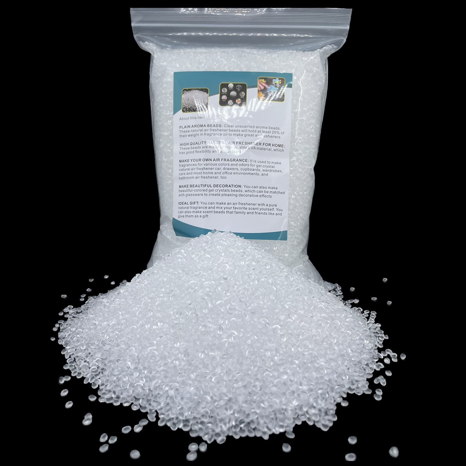 3Lb Unscented Aroma Beads For Car Freshies, Clear Gel Crystal No Fragrance, Diy Homemade Natural Eva Beads Bulk