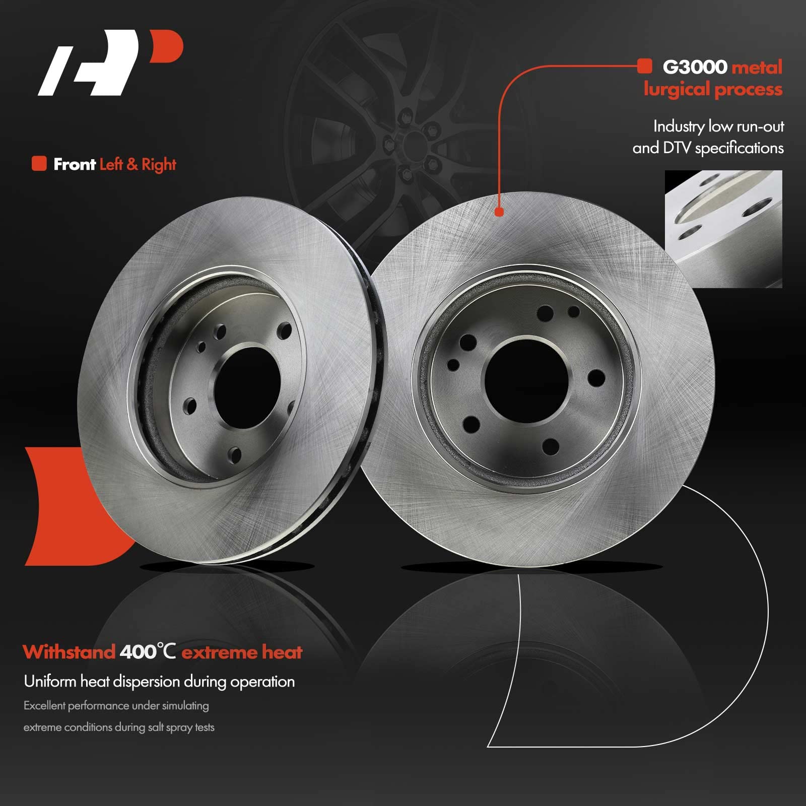 A-Premium 11.34 Inch (288Mm) Front Vented Disc Brake Rotors + Ceramic Pads Kit Compatible With Select Mercedes-Benz Models - W20