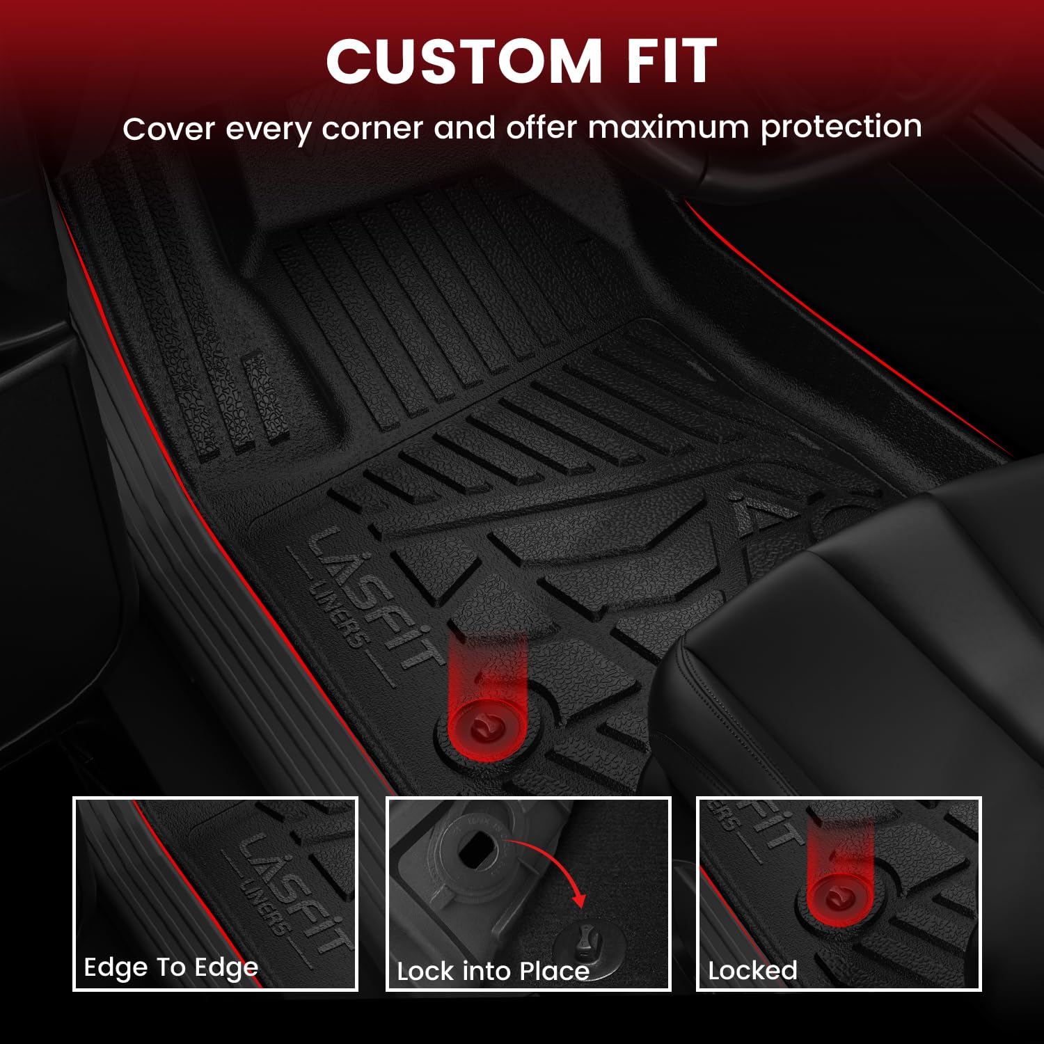 Lasfit Floor Mats & Cargo Liner For Chevy Suburban/Gmc Yukon Xl(Only Yukon Xl, Not Fit Yukon)/Cadillac Escalade Esv(Only Escalad