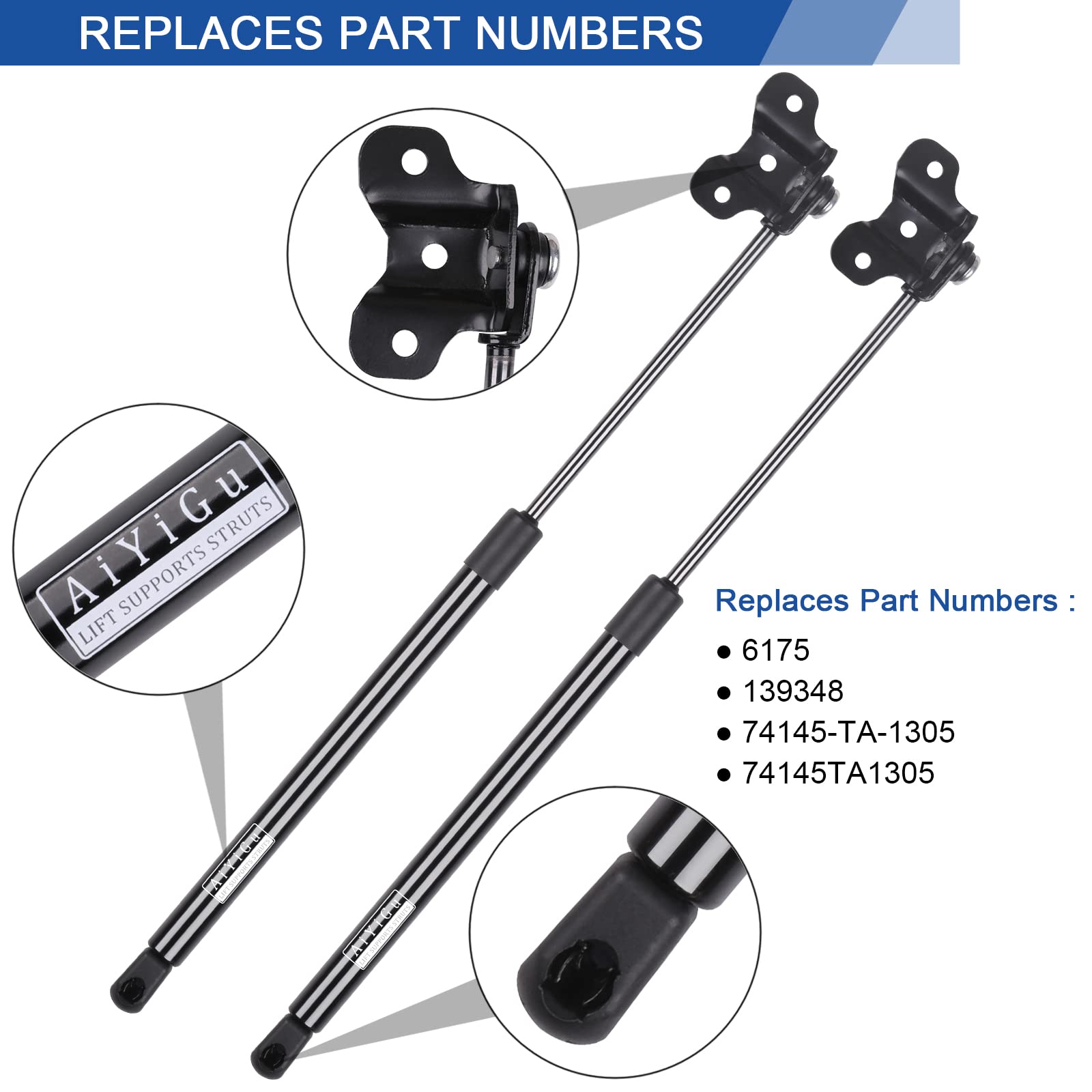 AiYiGu Front Hood Struts Shocks Lift Supports Gas Springs 6175 Compatible with Honda Accord 2008 2009 2010 2011 2012, Replacemen