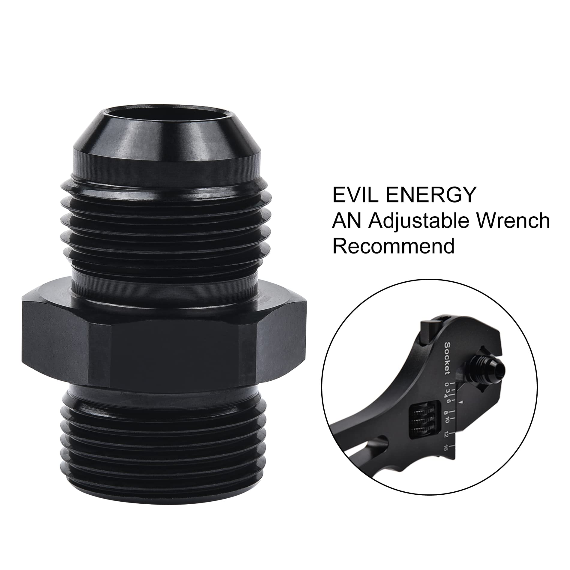 Evil Energy 10An Male Flare To M22 X 1.5Mm Male Metric Fitting Adapter Aluminium Alloy 2Pcs