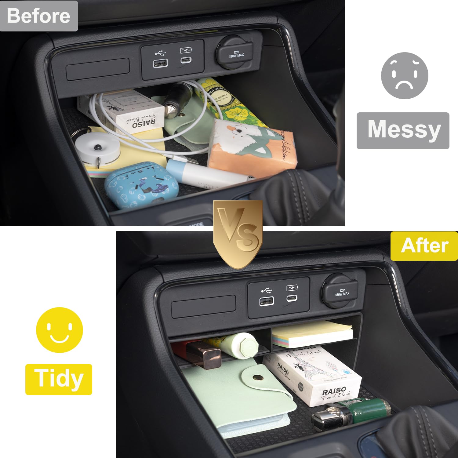 PIMCAR Center Console Organizer & Armrest Tray for Honda CR-V 2023-2026, ABS Plastic, 2PCS Armrest & Console Tray